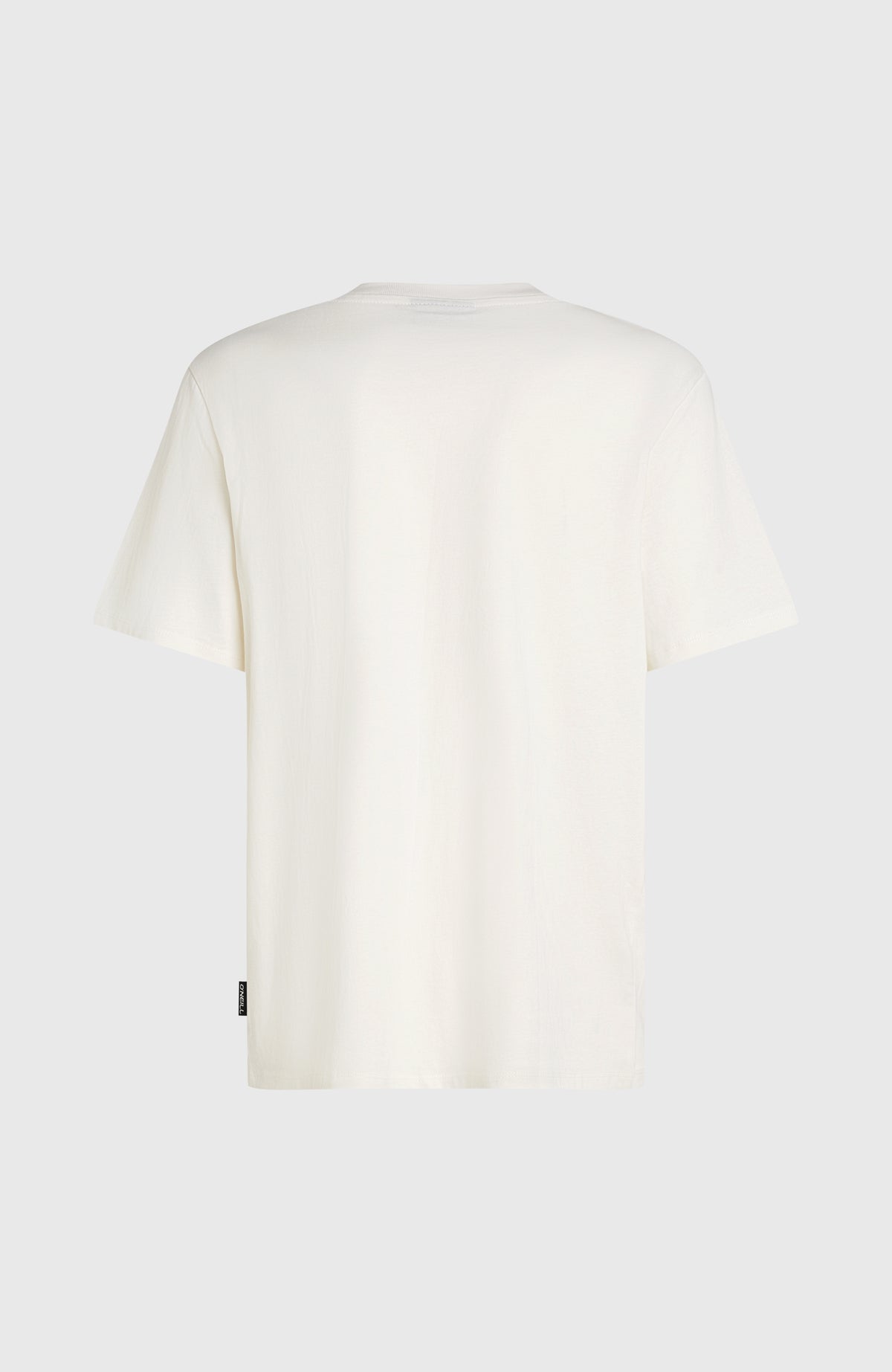 Graphic T-Shirt für Herren, weiß, freigestellt von hinten mit kleinem Logo-Label am Saum
