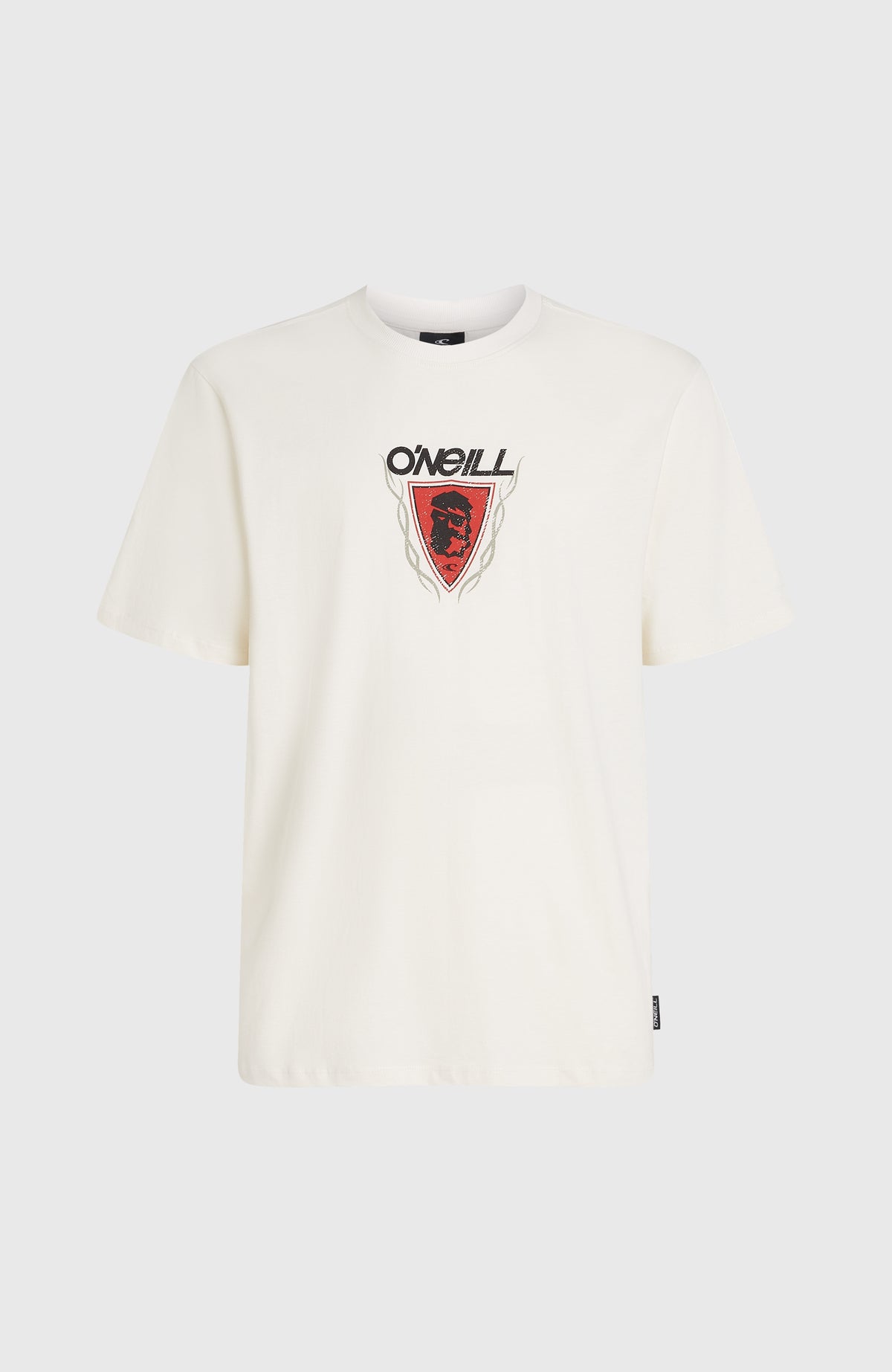 Weißes Re-Issue Graphic T-Shirt für Herren mit Logo-Print in Rot und Schwarz, freigestellt von vorne