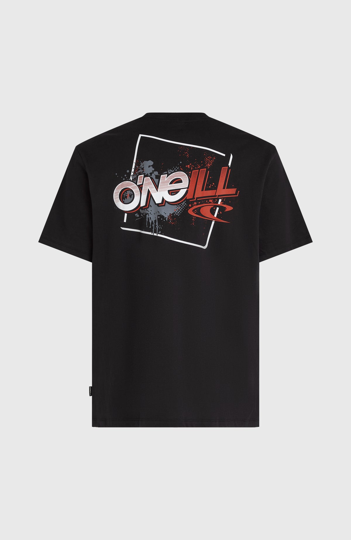 Re-Issue Graphic T-Shirt für Herren, schwarz mit Logo-Print in Weiß und Rot, freigestellt in der Rückansicht