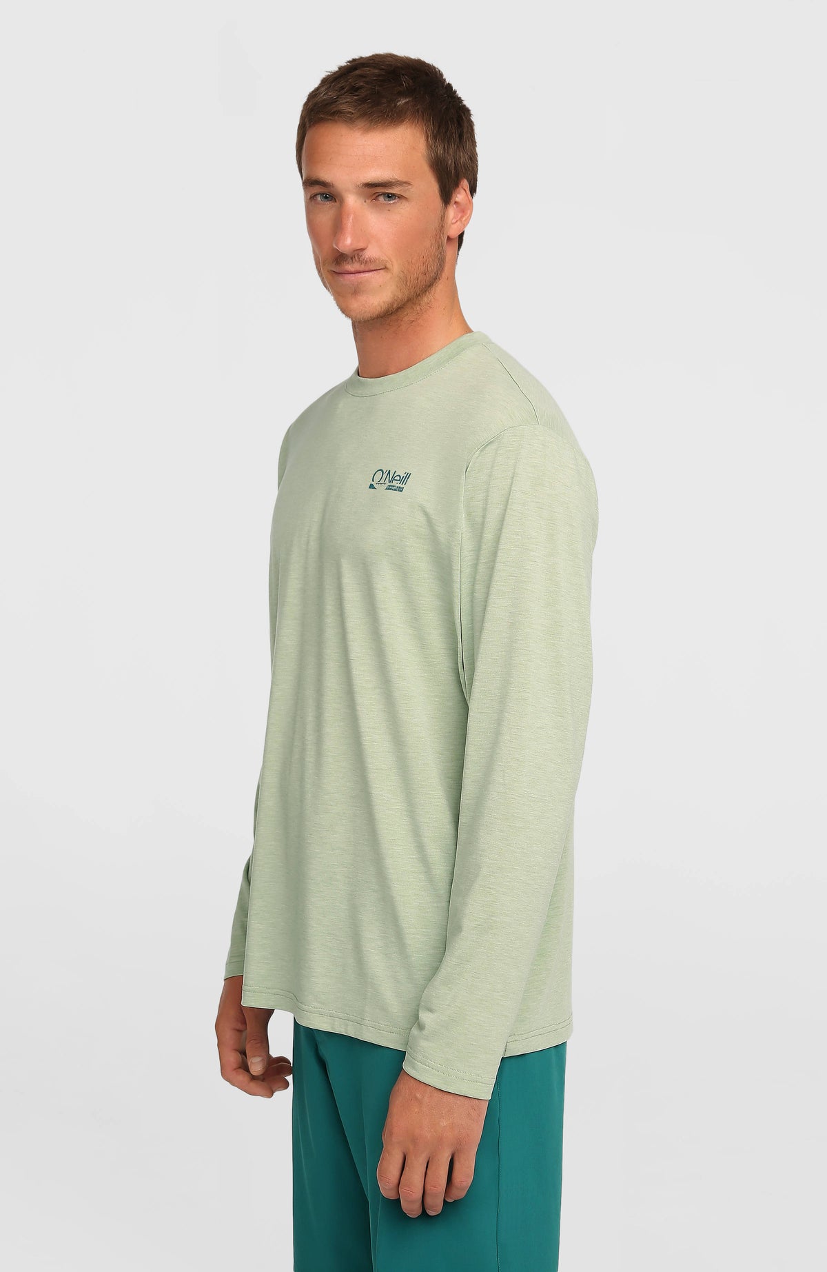 Hybrid Polygiene Langarmshirt für Herren, grün, Dreiviertelansicht am Model