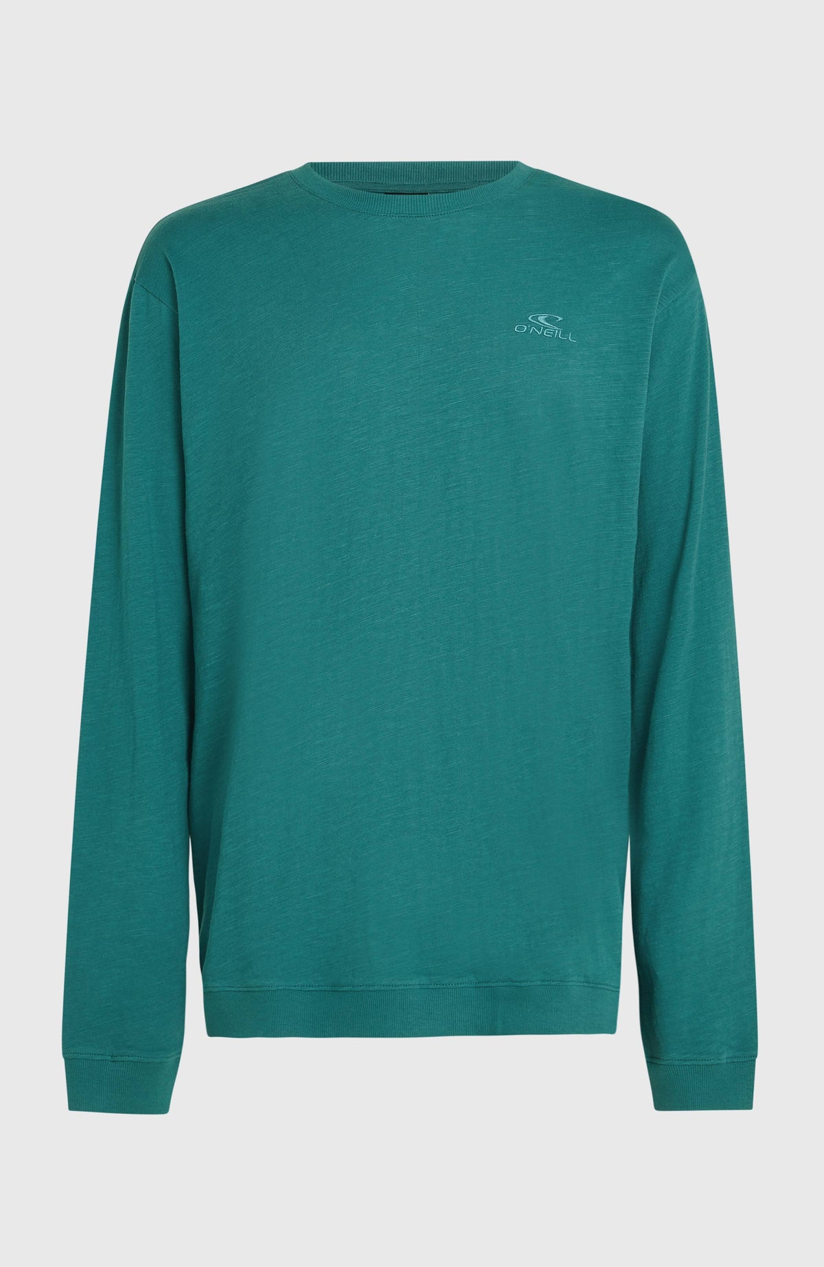 Grünes Slub Langarmshirt für Herren, freigestellt von vorne