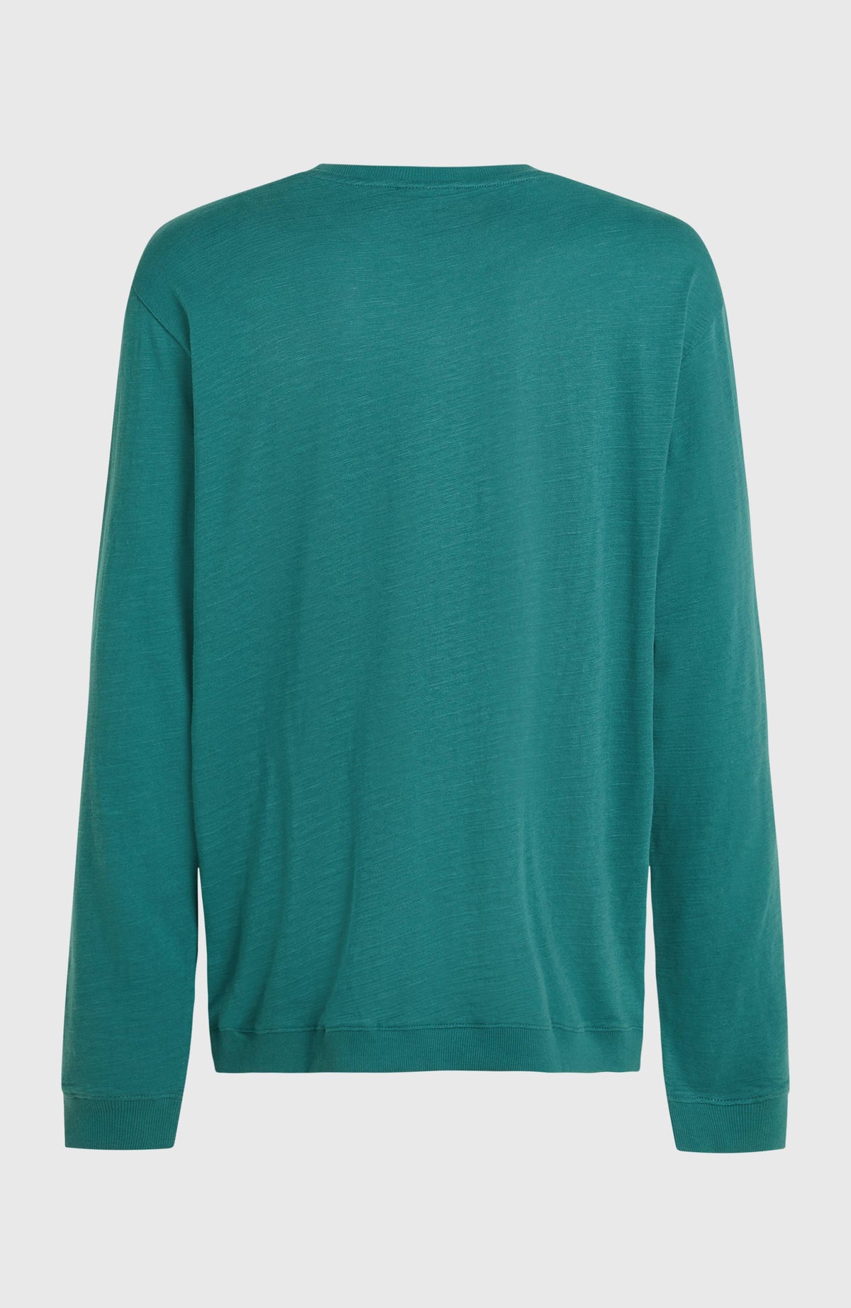 Grünes Slub Langarmshirt für Herren, freigestellt von hinten