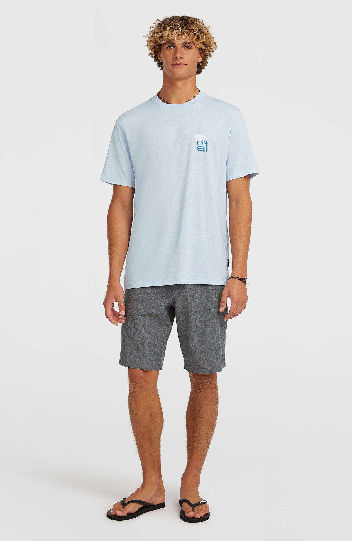Hybrid Polygiene Graphic T-Shirt für Herren, blau, Ganzkörperansicht von vorne am Model