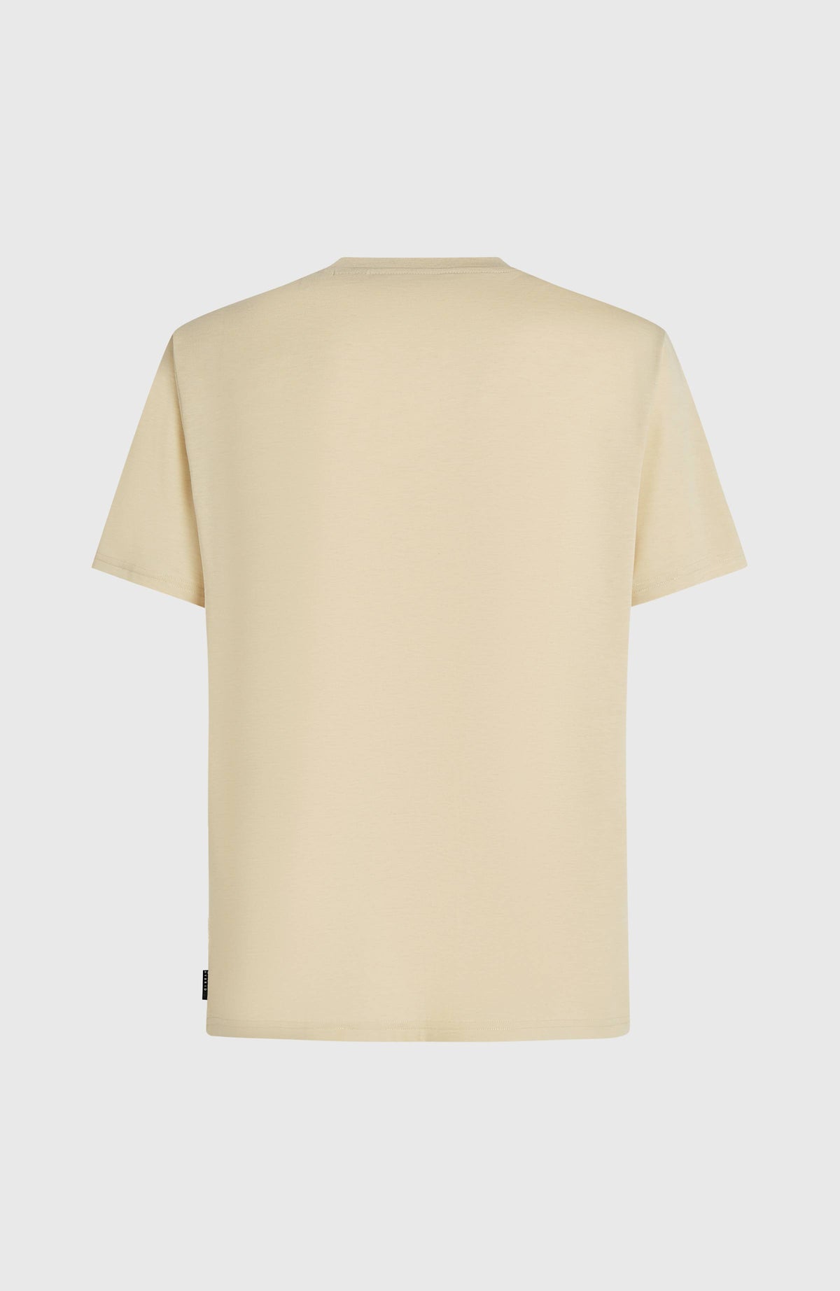Beiges Hybrid Polygiene Graphic T-Shirt für Herren, flach liegend von hinten mit kurzem Ärmel und geradem Saum