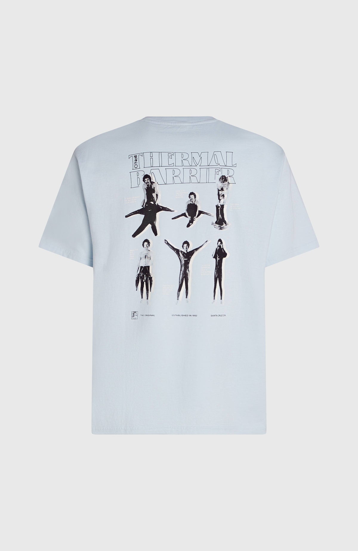 O'Riginals Vintage Graphic T-Shirt, blau mit Grafik-Print in Schwarz, freigestellt von hinten