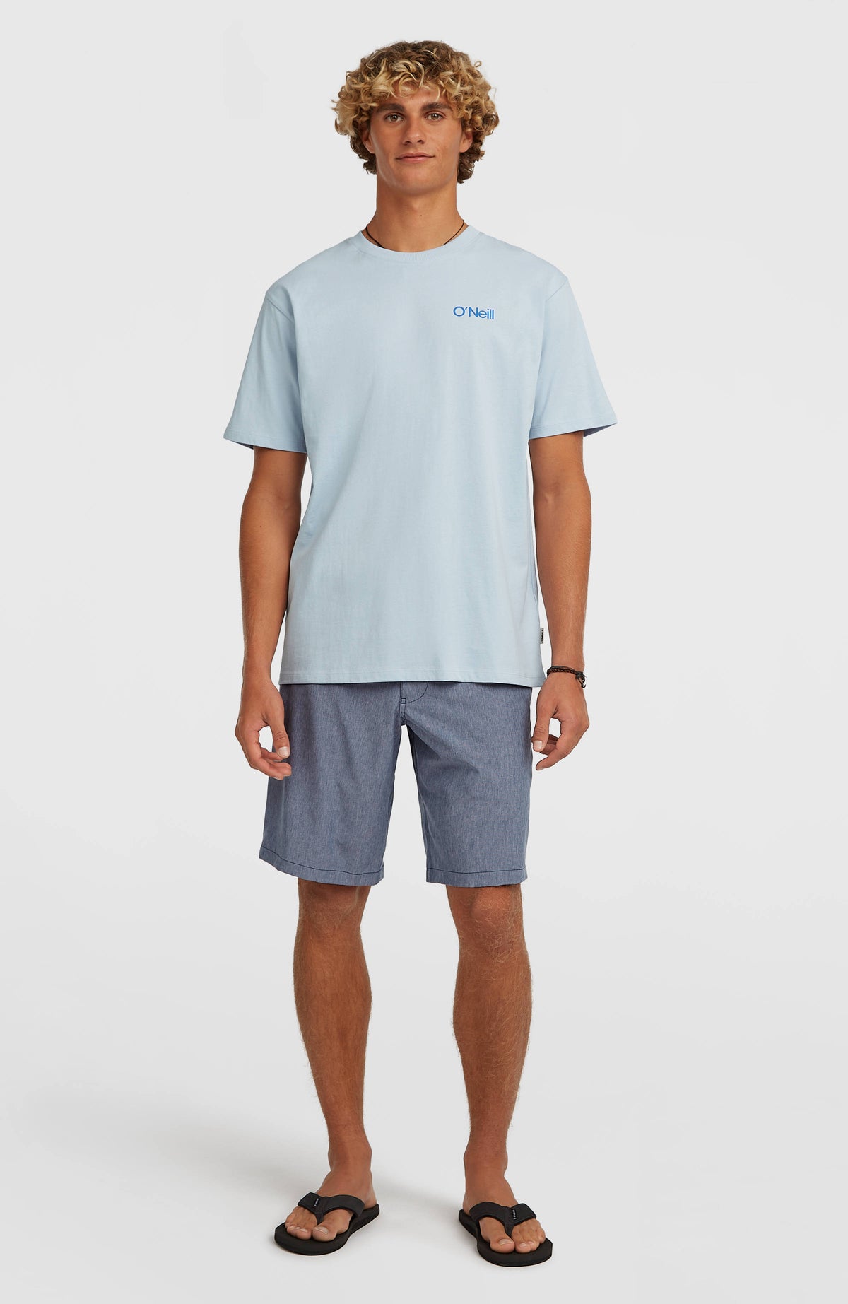 Polygiene Cotton Graphic T-Shirt für Herren, blau, Ganzkörperansicht von vorne am Model