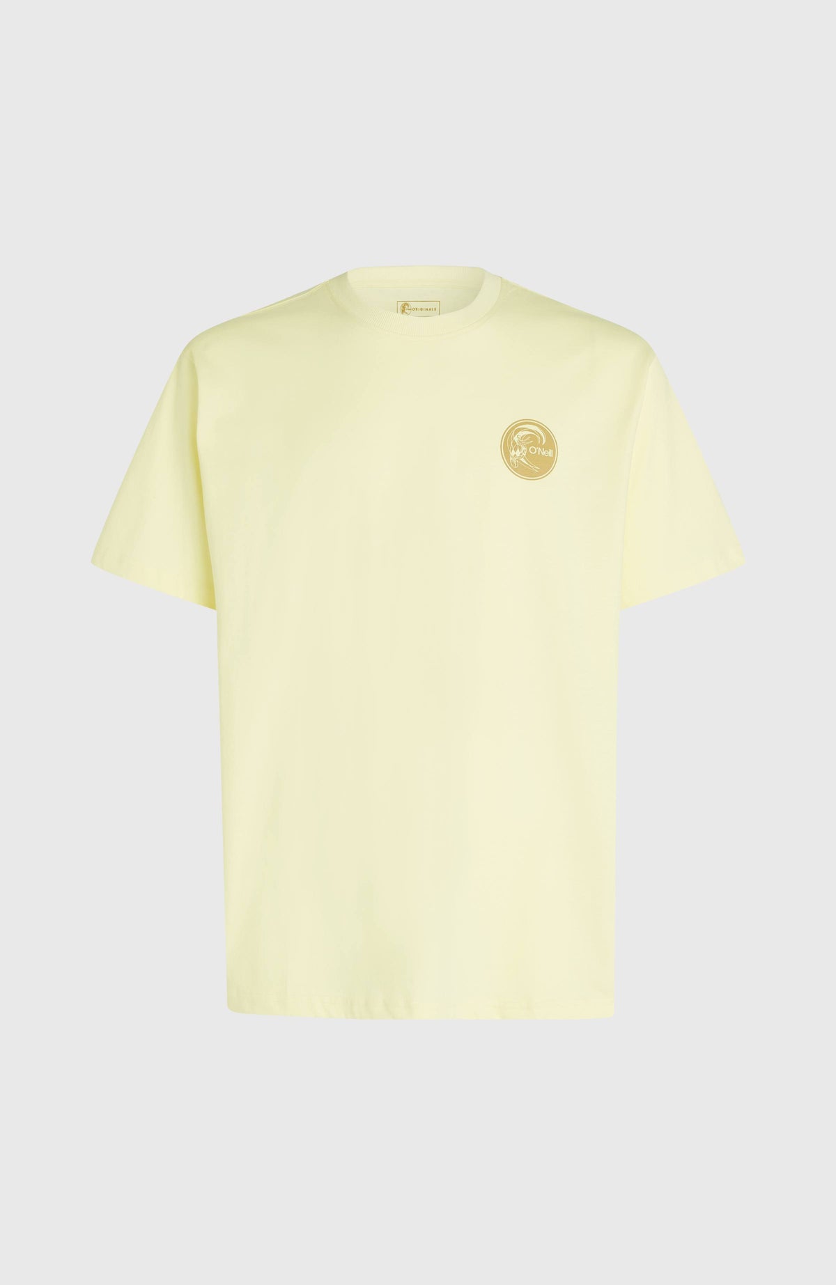 O'Riginals Surf Shop T-Shirt für Herren, gelb mit Grafik-Print in Braun, freigestellt von vorne