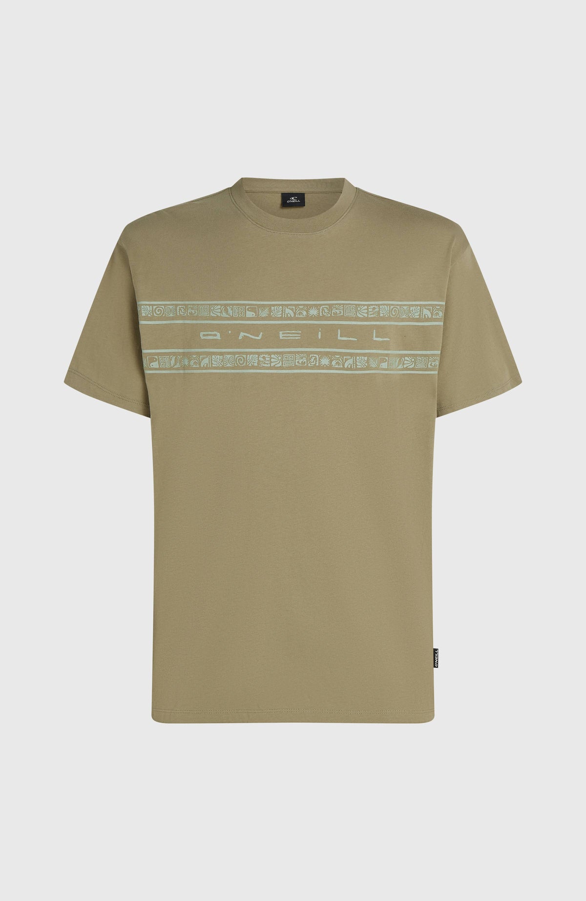 Grünes Flower Stripe T-Shirt für Herren mit Grafikprint in Hellgrün, flach liegend von vorne