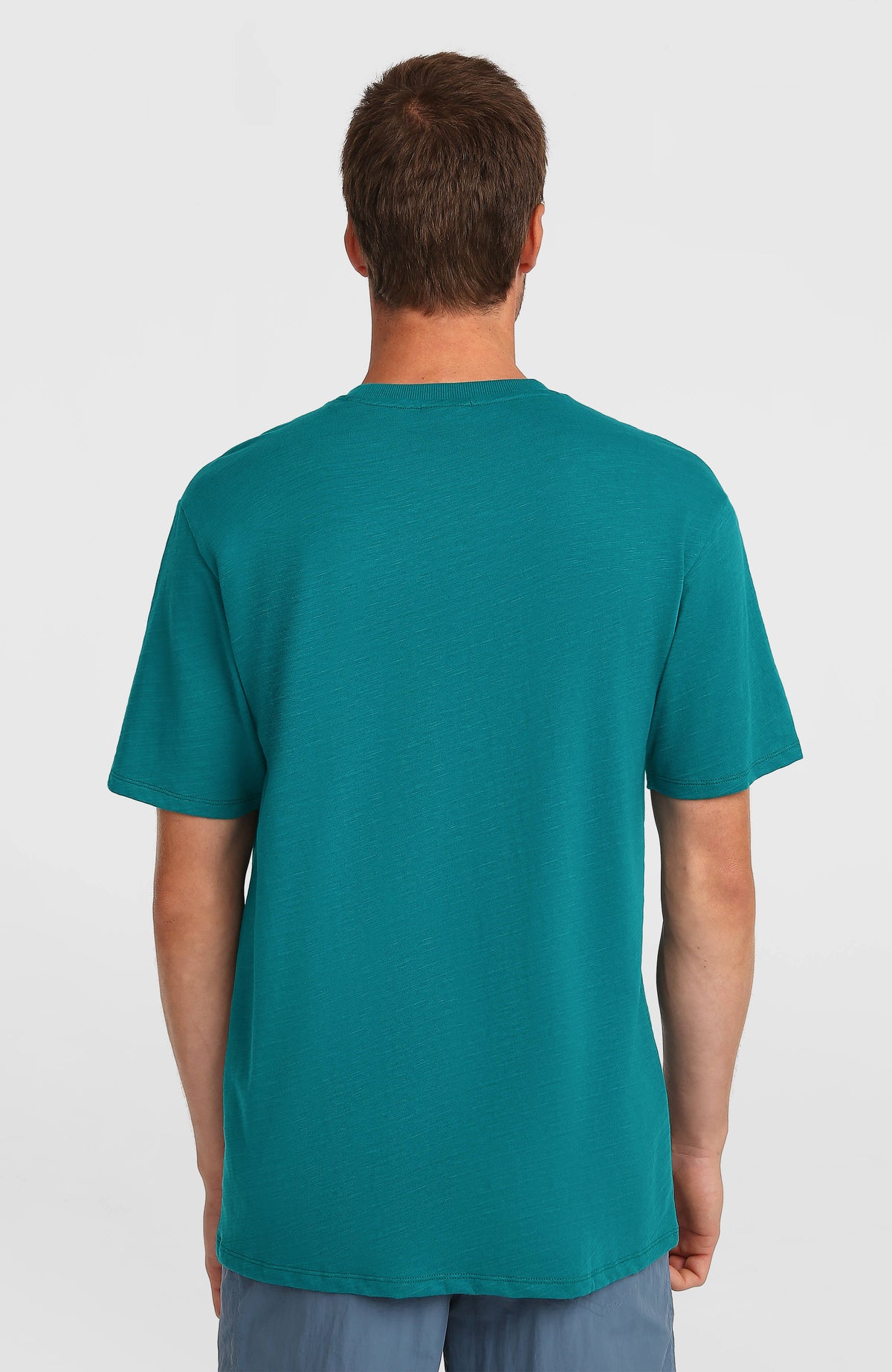 Slub Chest Pocket T-Shirt für Herren, grün, Rückansicht, getragen am Model