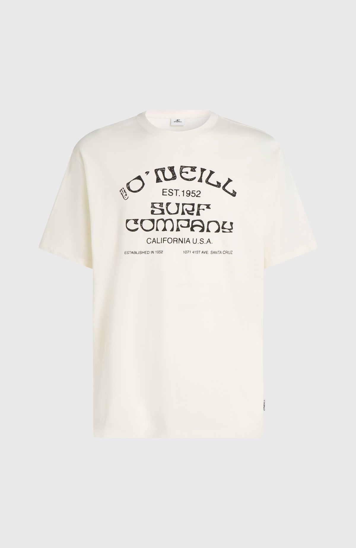 Muir T-Shirt für Herren, weiß mit Logo-Print in Schwarz, freigestellt von vorne