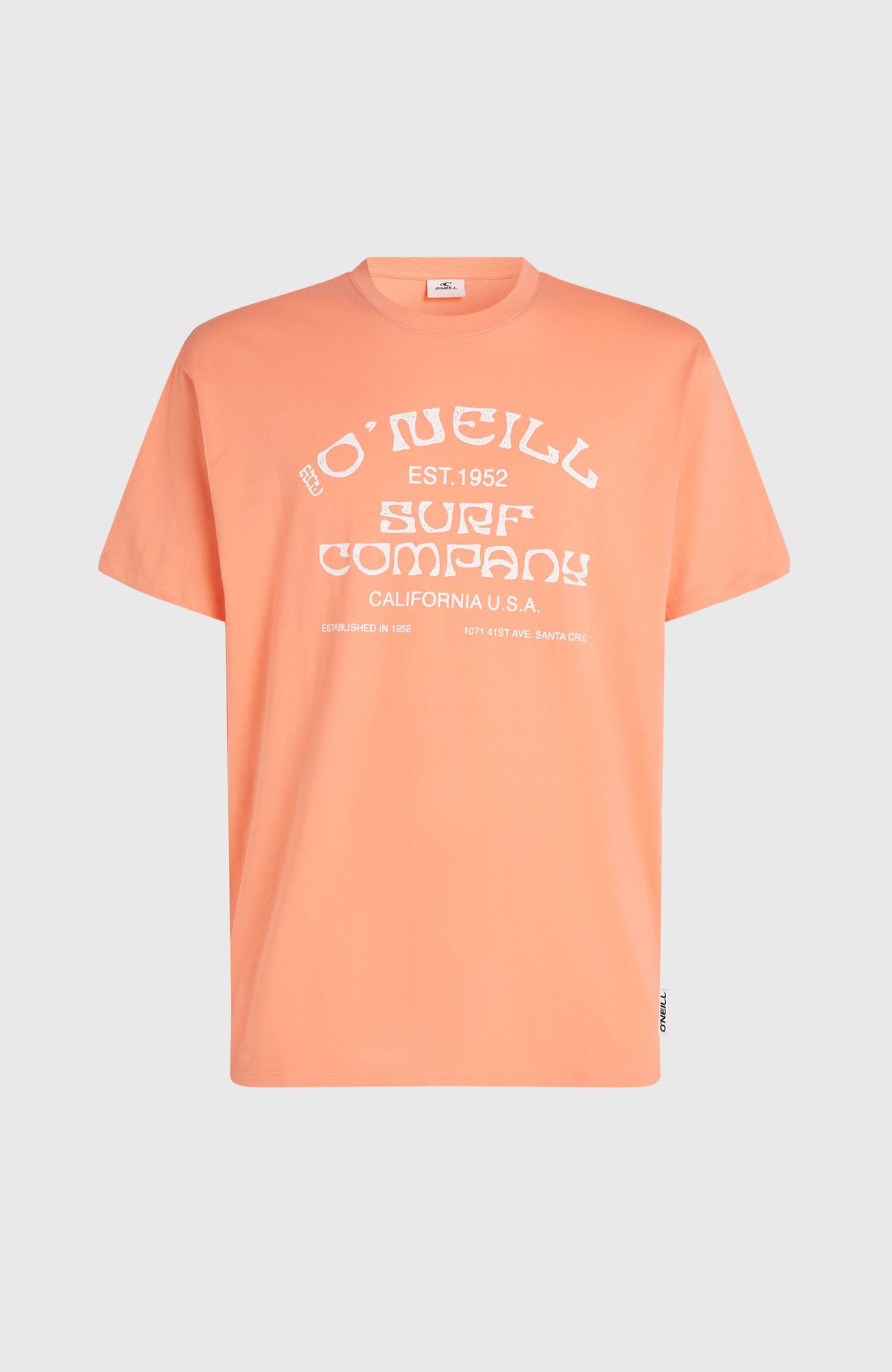Muir T-Shirt für Herren, orange mit Logo-Print in Weiß, freigestellt von vorne