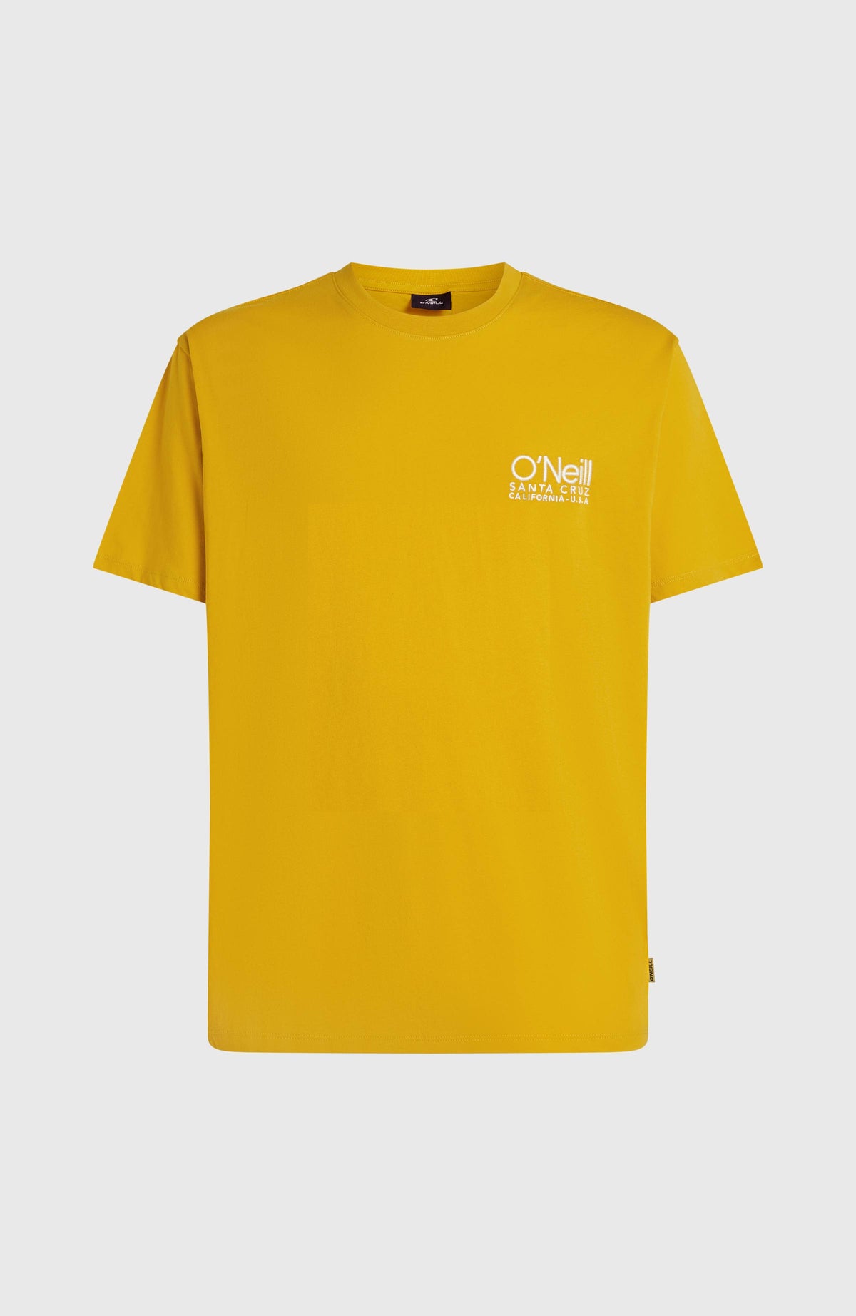 Original Cali T-Shirt für Herren, gelb mit Logo-Print in Weiß, flach liegend von vorne