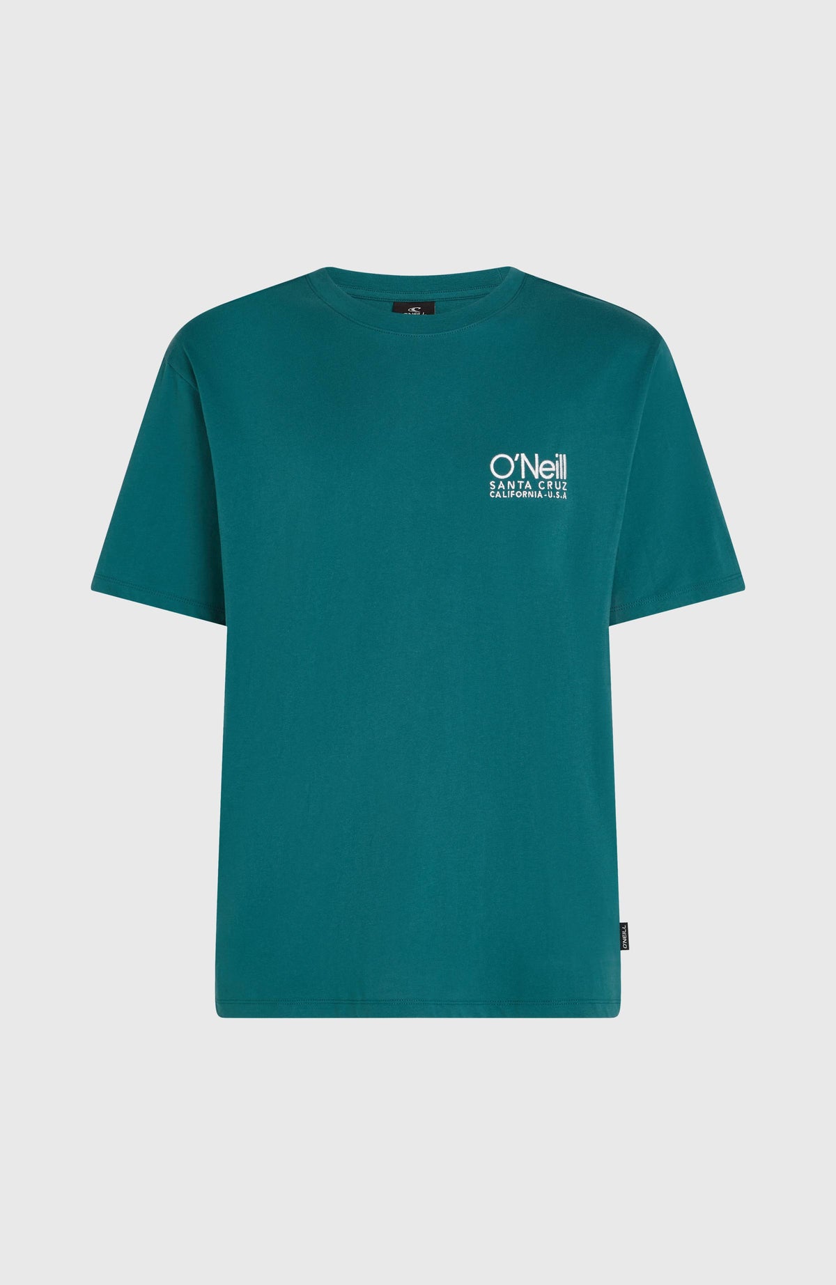 Original Cali T-Shirt für Herren, grün mit Logo-Print in Weiß, freigestellt von vorne mit rundem Ausschnitt