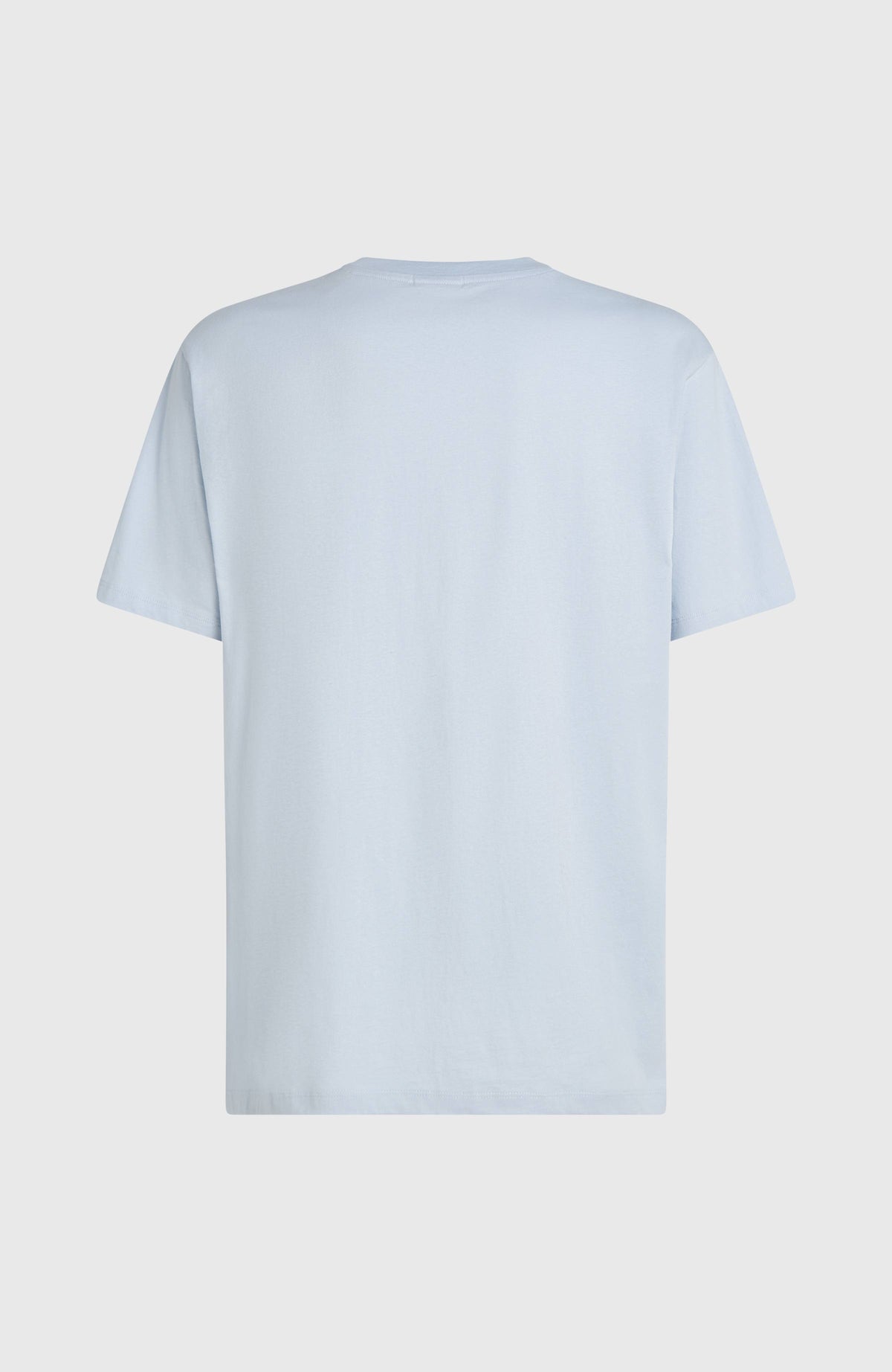 Chest-Print T-Shirt für Herren, blau, freigestellt von hinten mit Rundhalsausschnitt