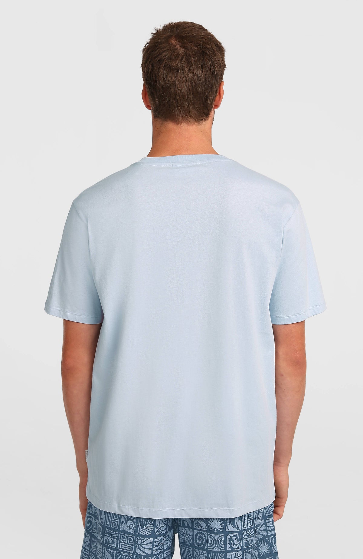 Chest-Print T-Shirt für Herren, blau, Rückansicht am Model