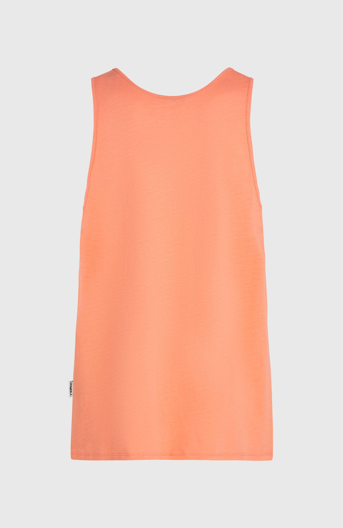 Slub Tanktop für Herren, orange, freigestellt von hinten, mit kleinem Seitenlabel