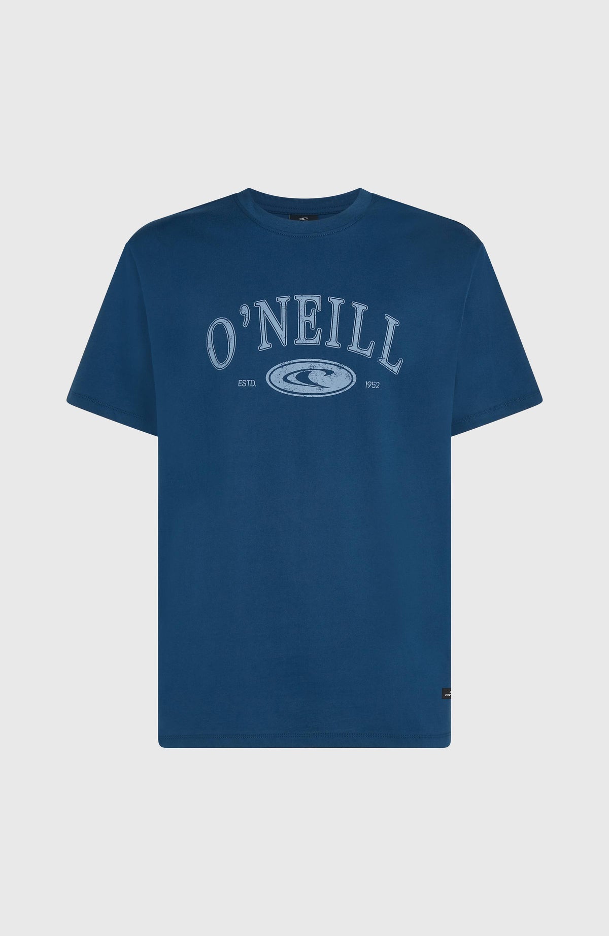 Blaues Muir T-Shirt für Herren mit Logo-Print in Hellblau, freigestellt von vorne