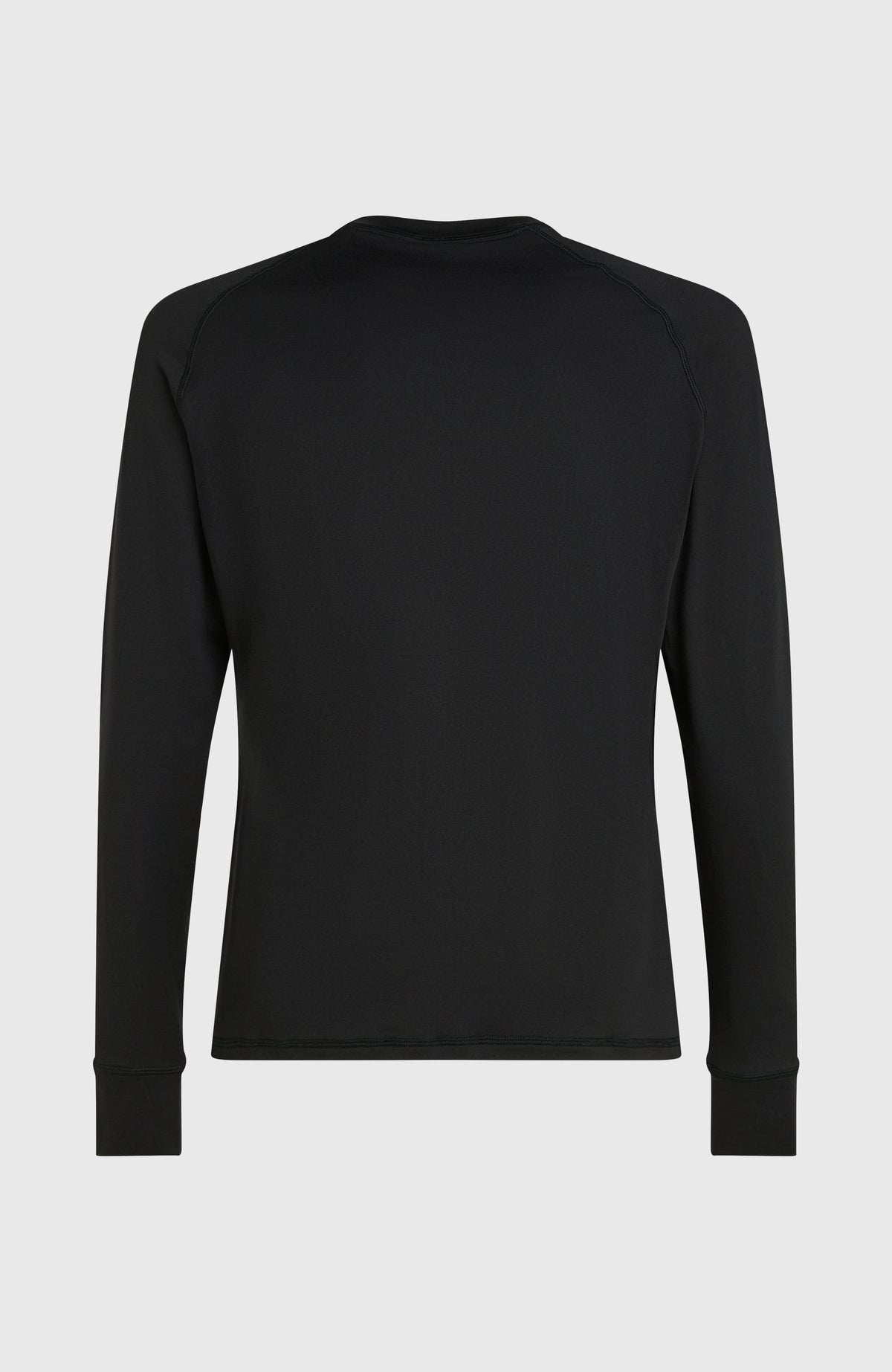 Thermoshirt für Herren in Schwarz, flach liegend von hinten mit sichtbaren Raglannähten an der Rückseite