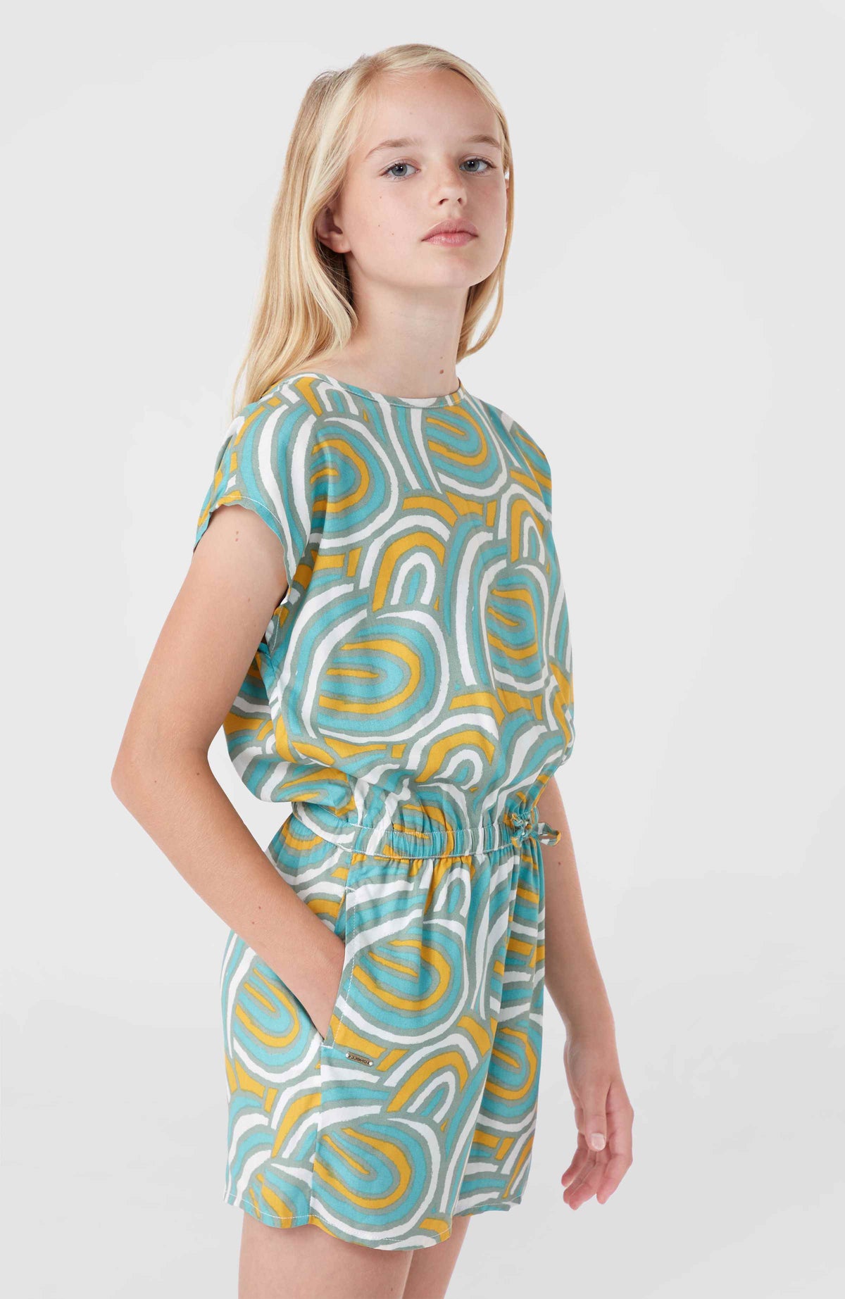 Talia Playsuit | Blue Rainbow Stripe