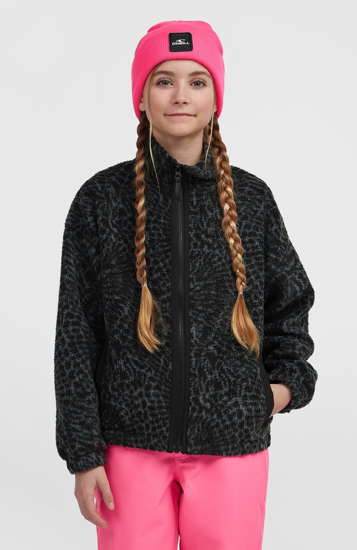 Flauschige Fleecejacke mit Reißverschluss | Black Animalica