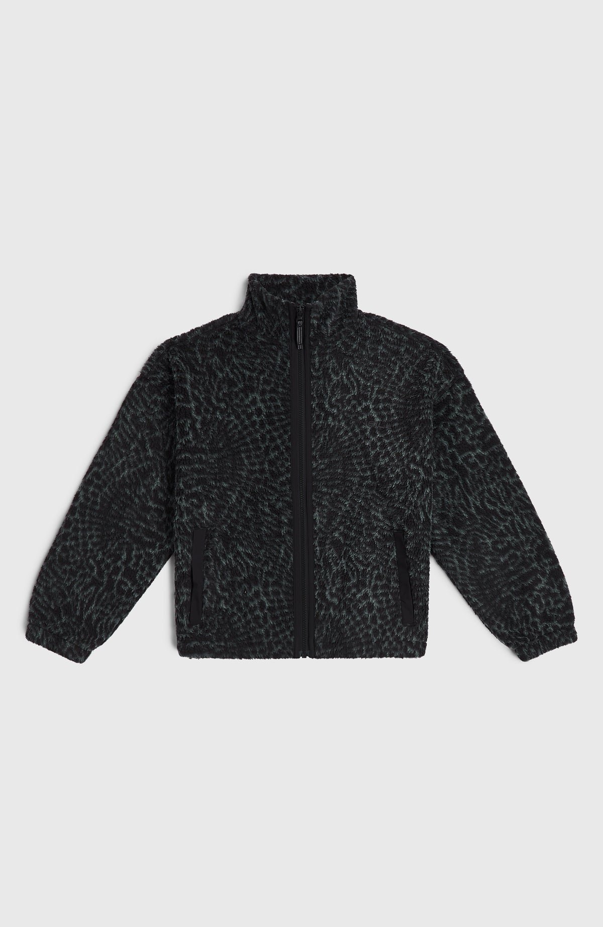 Flauschige Fleecejacke mit Reißverschluss | Black Animalica