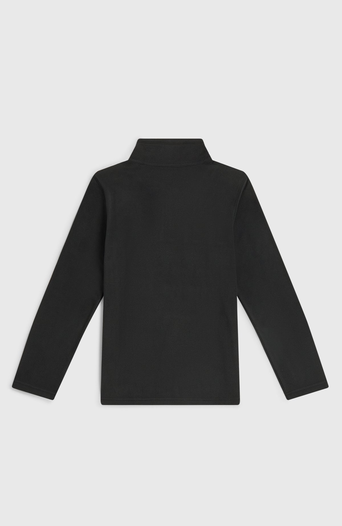 Schwarzer FWC'Cruz Jack's Fleecepullover für Mädchen, flach liegend von hinten mit geschlossenem Stehkragen