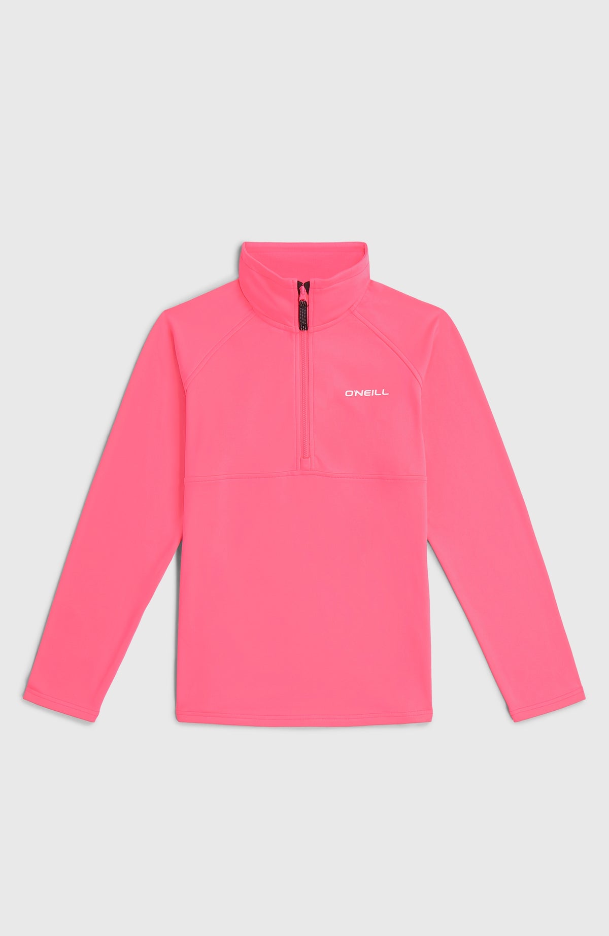 FWC'Cruz Fleecepullover für Mädchen, pink, flach liegend von vorne mit Stehkragen und kurzem Reißverschluss
