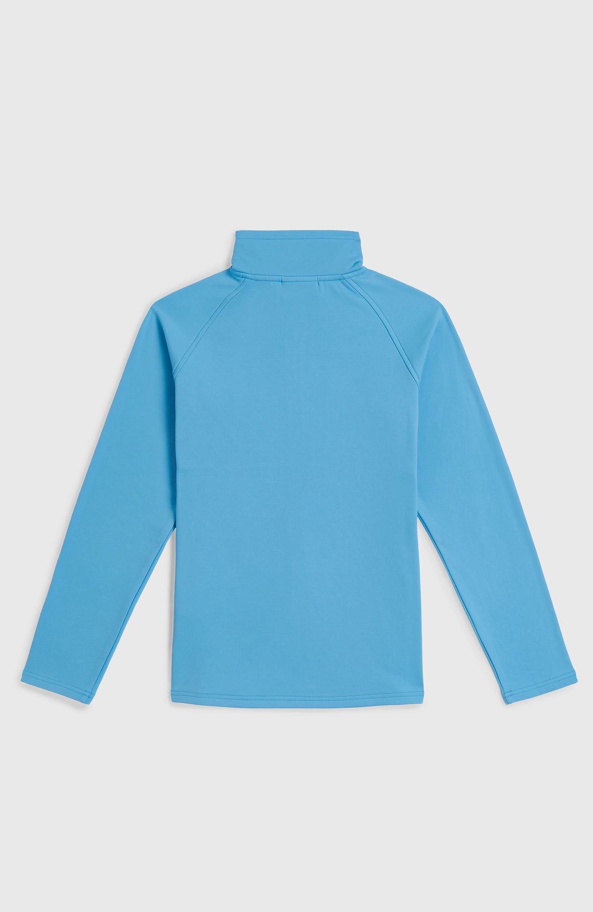 FWC'Cruz Fleecepullover für Mädchen, blau, flach liegend von hinten mit Stehkragen und sichtbaren Raglannähten