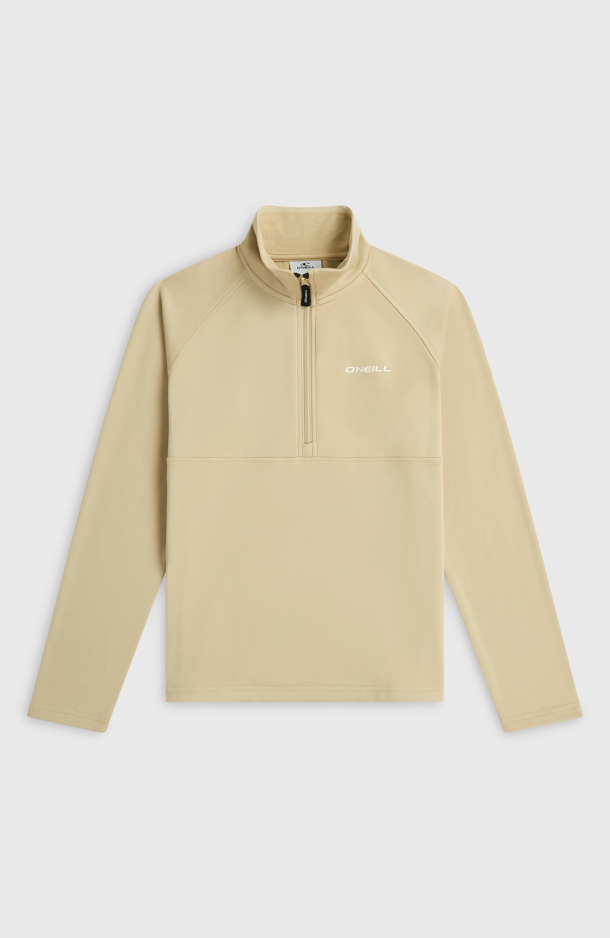 FWC'Cruz Fleecepullover für Mädchen, beige, flach liegend von vorne mit kleinem Logo-Print