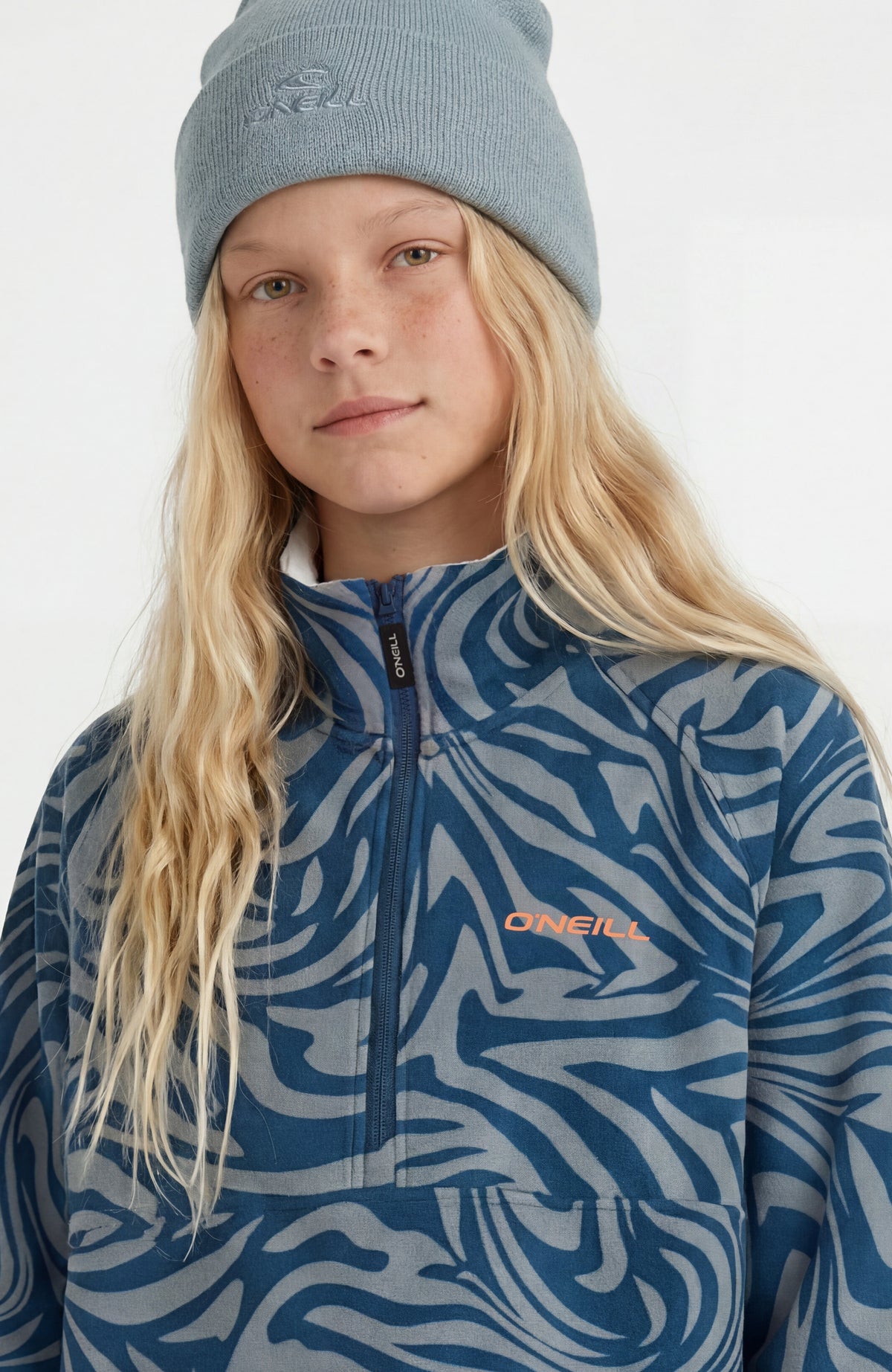 FWC'Cruz Printed Fleecepullover mit Halbreißverschluss | Blue Swirl Zebra