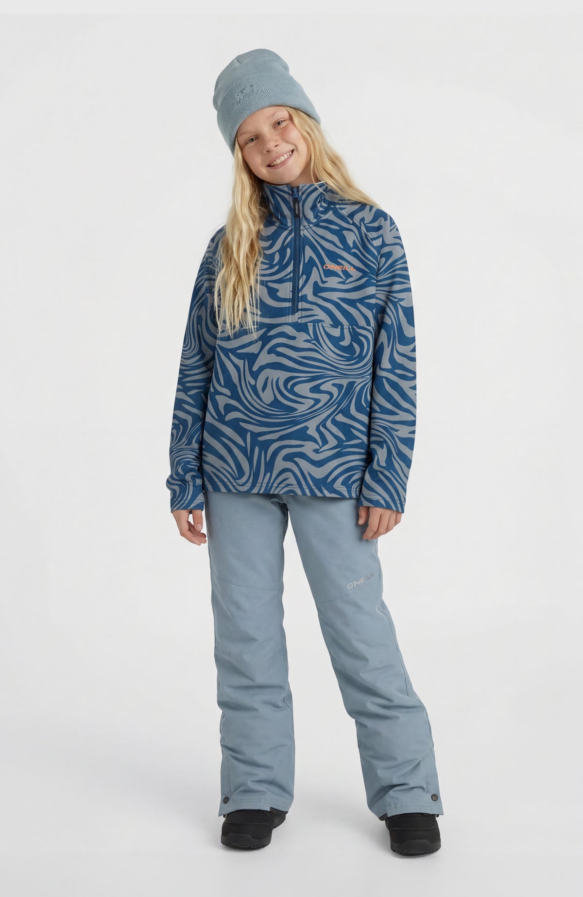 FWC'Cruz Printed Fleecepullover mit Halbreißverschluss | Blue Swirl Zebra