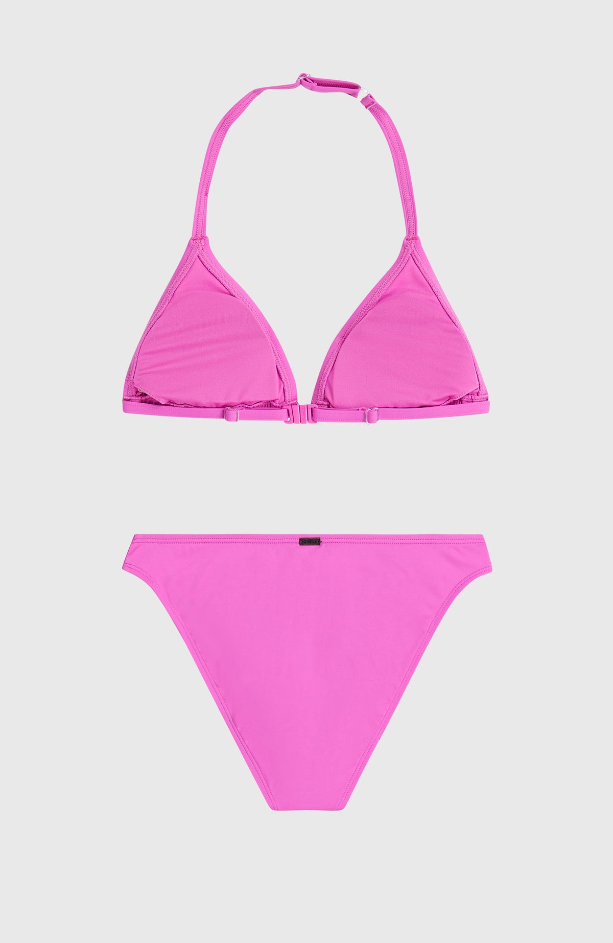 Essentials Triangel-Bikini-Set für Mädchen, lila, flach liegend von hinten, Verschluss an der Rückseite