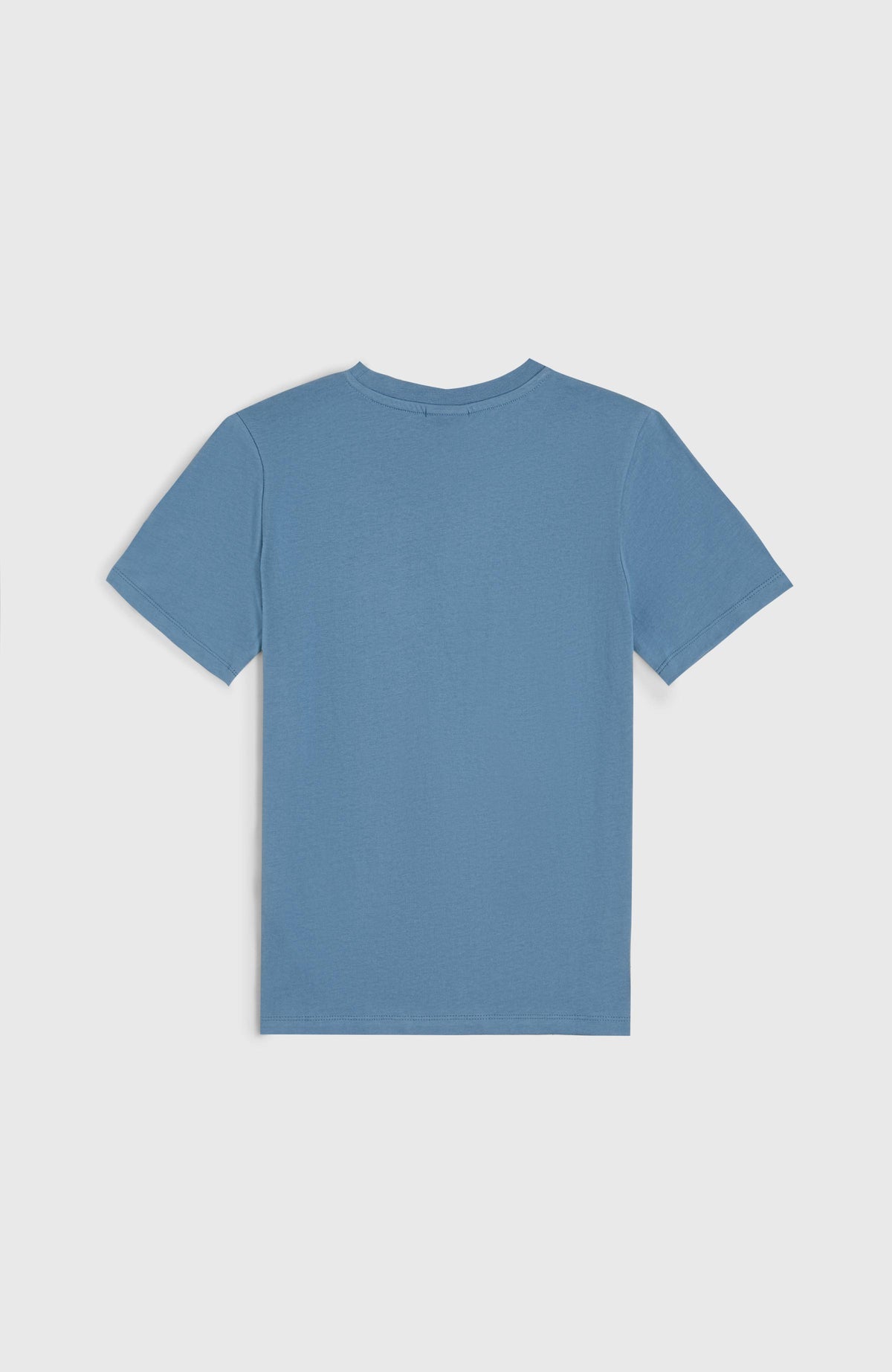 Script T-Shirt für Mädchen, blau, flach liegend von hinten
