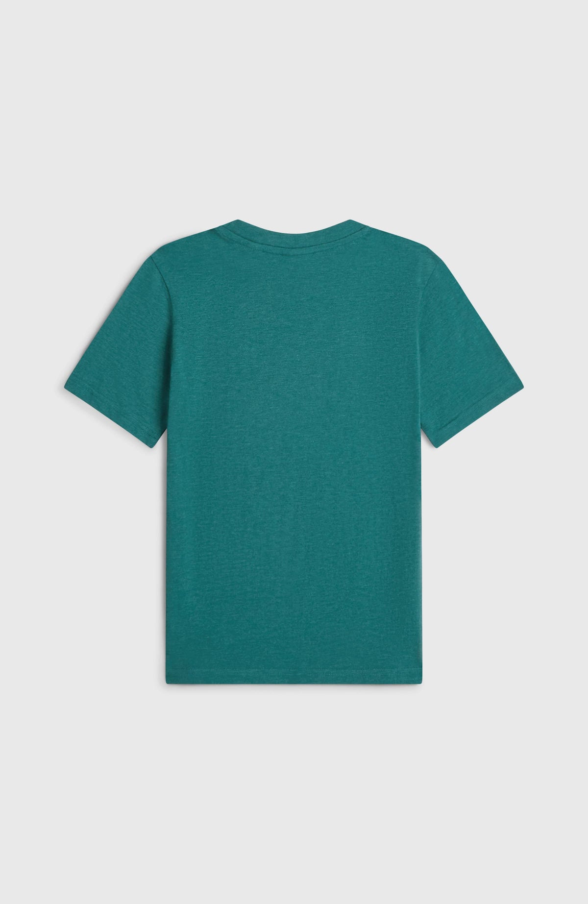 Grünes Script T-Shirt für Mädchen, flach liegend von hinten mit Rundhalsausschnitt und kurzen Ärmeln