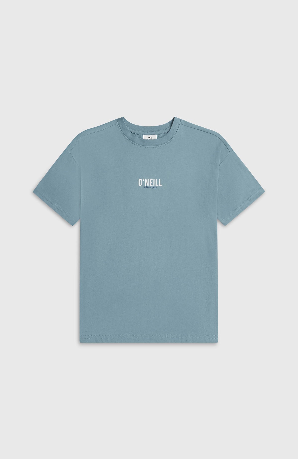 Blaues Back-Print T-Shirt für Mädchen, flach liegend von vorne