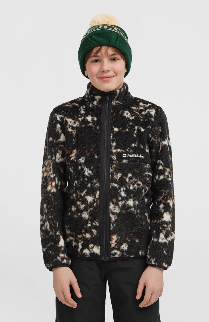 Flauschige Fleecejacke mit Reißverschluss | Black/Beige Quarry