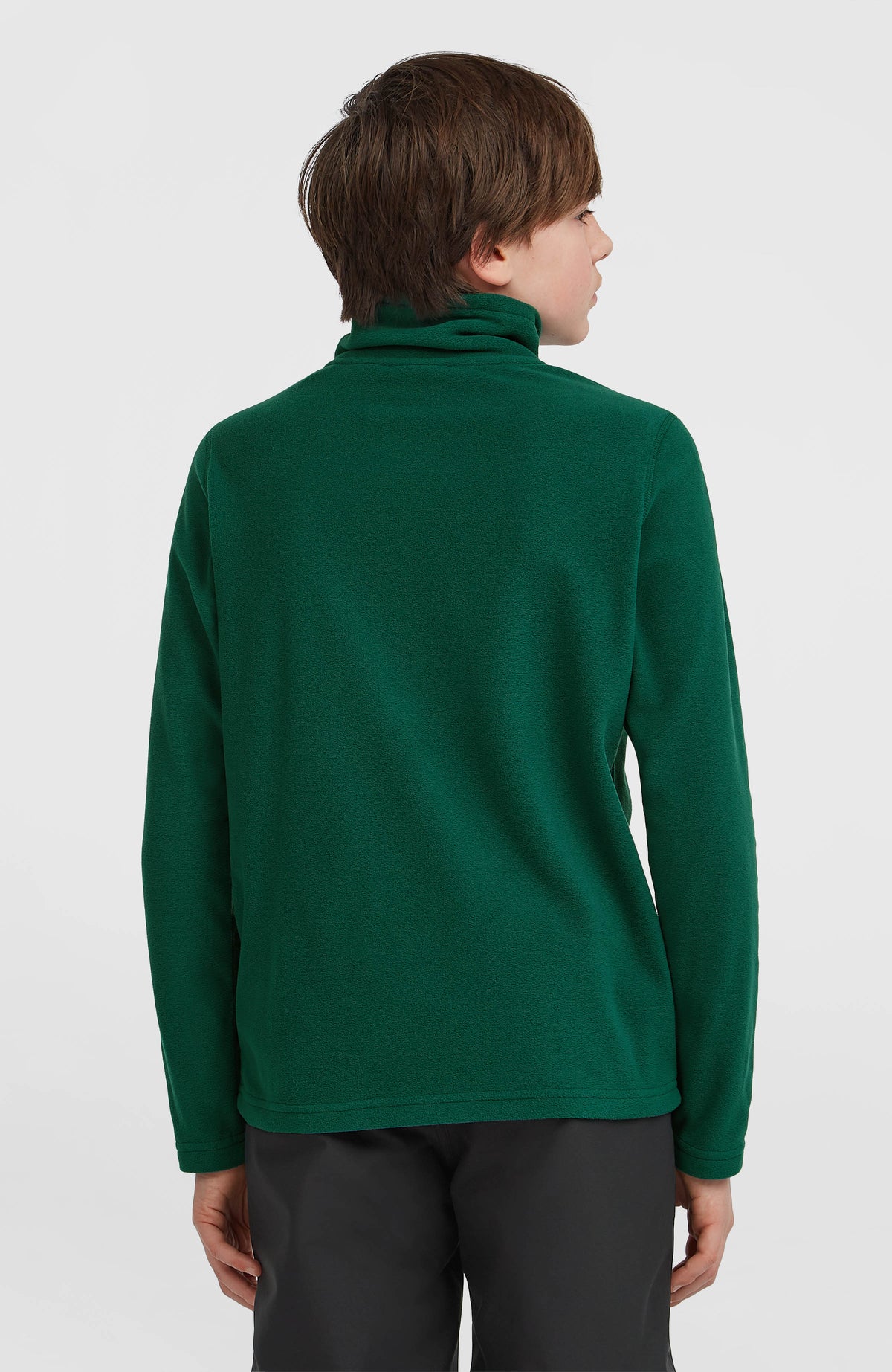 FWC'Cruz Jack's Fleecepullover für Jungen, grün, getragen am Model, Ansicht von hinten mit Stehkragen