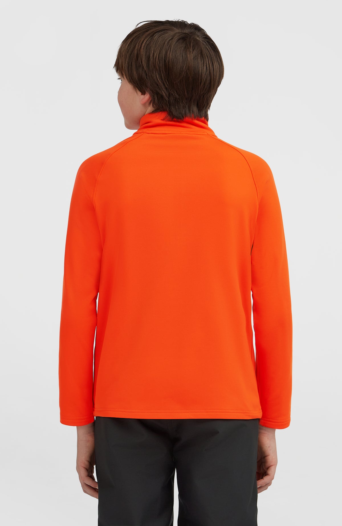 FWC'Cruz Fleecepullover für Jungen, rot, Rückansicht am Model mit Raglanärmeln und Stehkragen