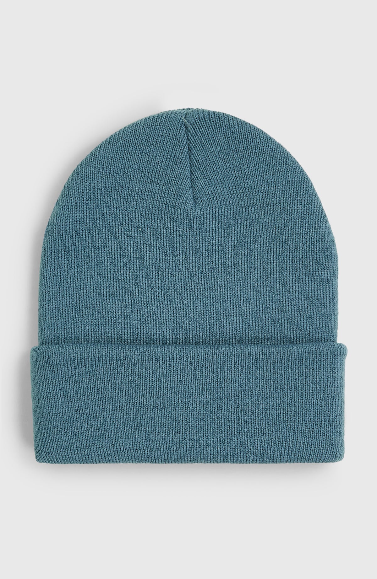 Blaue Snow Beanie für Jungen, freigestellt von hinten mit breitem Umschlag