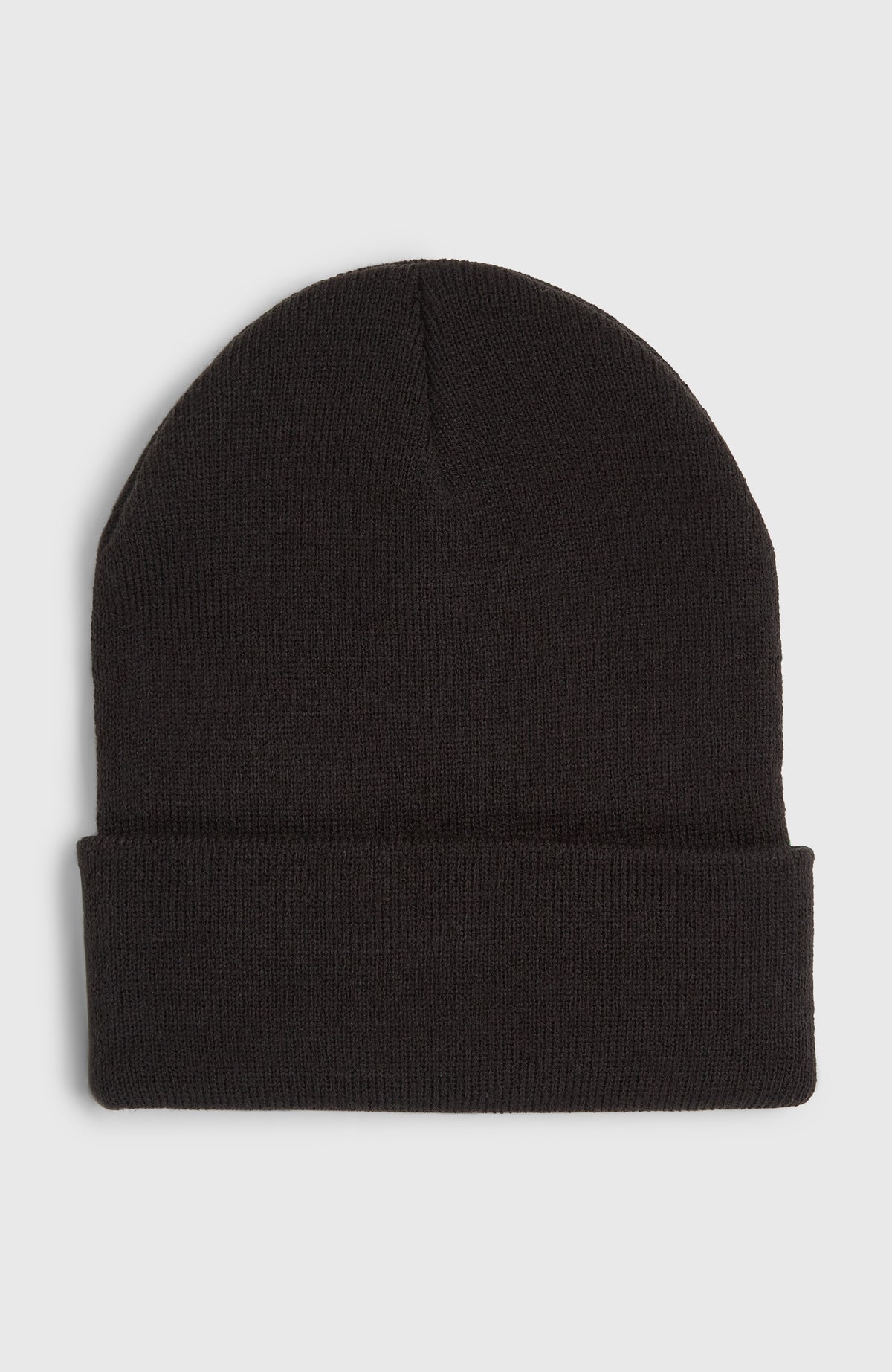 Snow Beanie für Jungen, schwarz, freigestellt in Rückansicht mit umgeschlagenem Saum