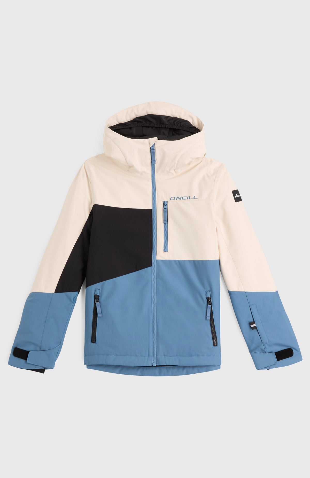 FWC'Cruz Triple Skijacke für Jungen in Beige-Mix, flach liegend von vorne mit Reißverschlusstaschen