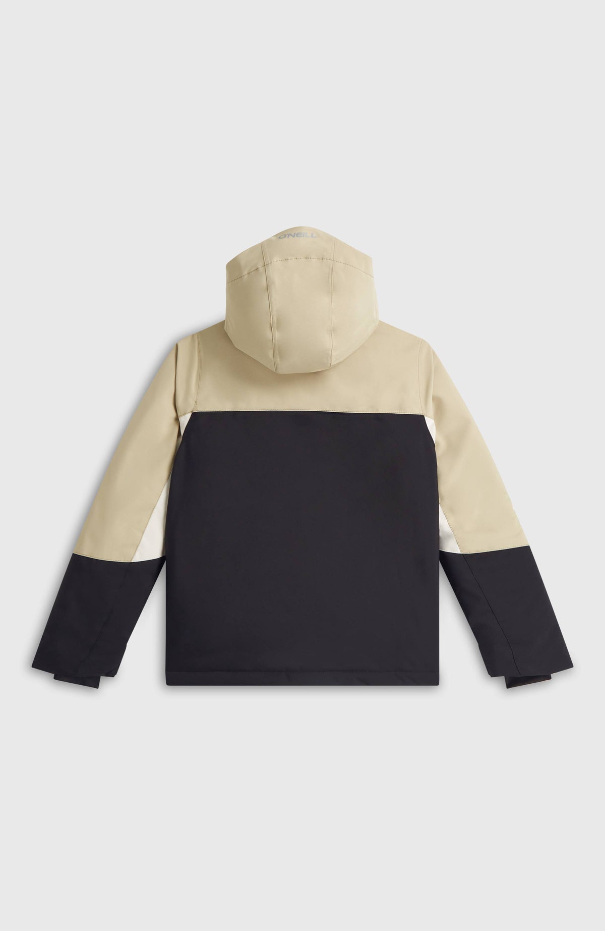 FWC'Cruz Triple Skijacke für Jungen, beige, flach liegend von hinten mit Kapuze und Logo-Schriftzug
