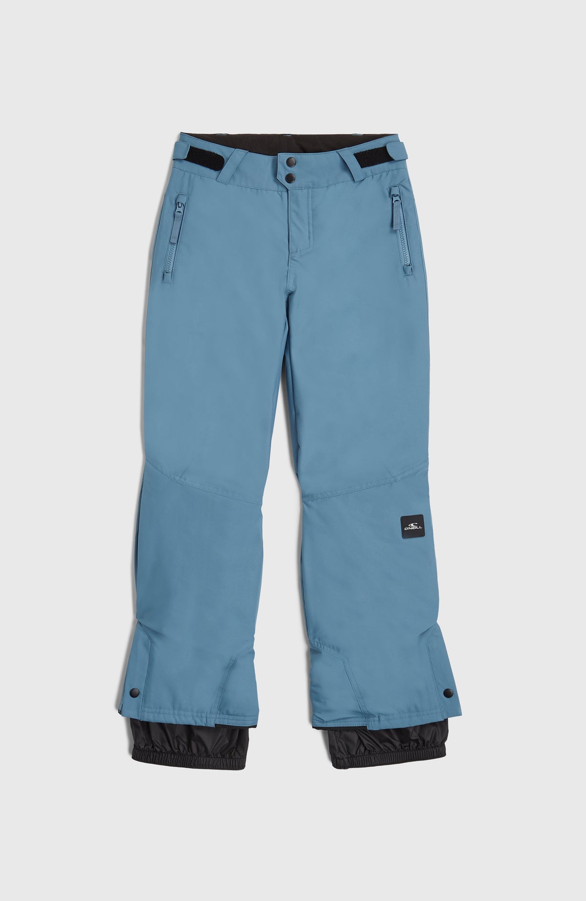 FWC'Cruz Skihose für Jungen, blau, flach liegend von vorne mit Schneefang und Druckknöpfen am Saum