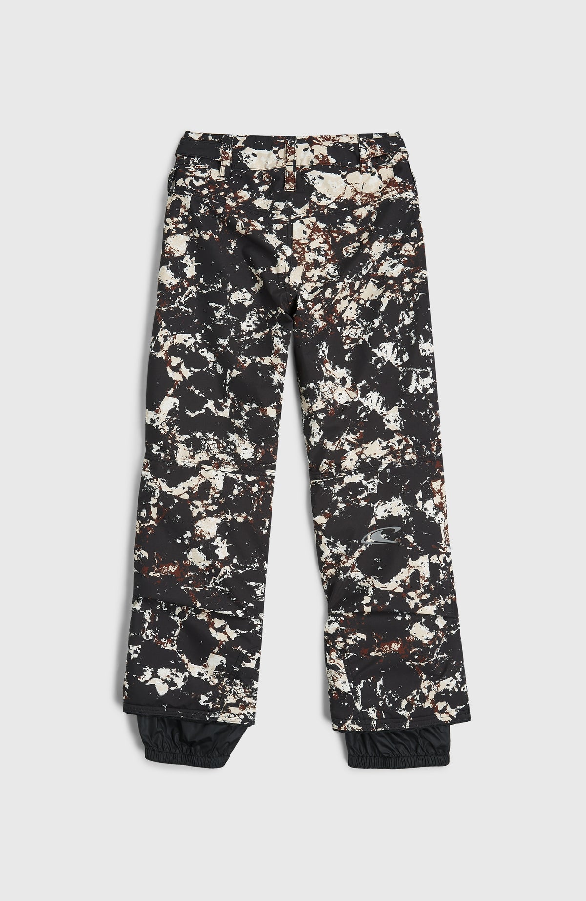 FWC'Cruz Skihose für Jungen, schwarz mit Allover-Muster in Beige, flach liegend von hinten