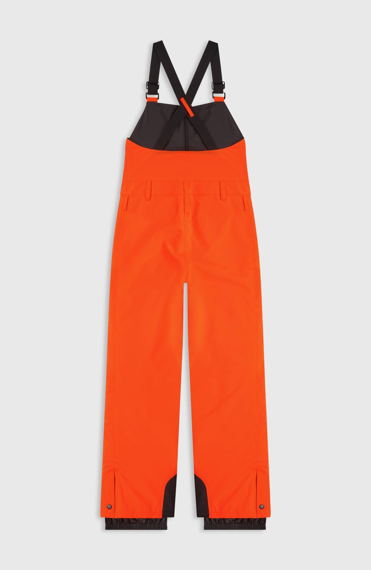 FWC'Cruz Bib Skihose für Jungen, rot, flach liegend von hinten mit gekreuzten Trägern und elastischem Bund