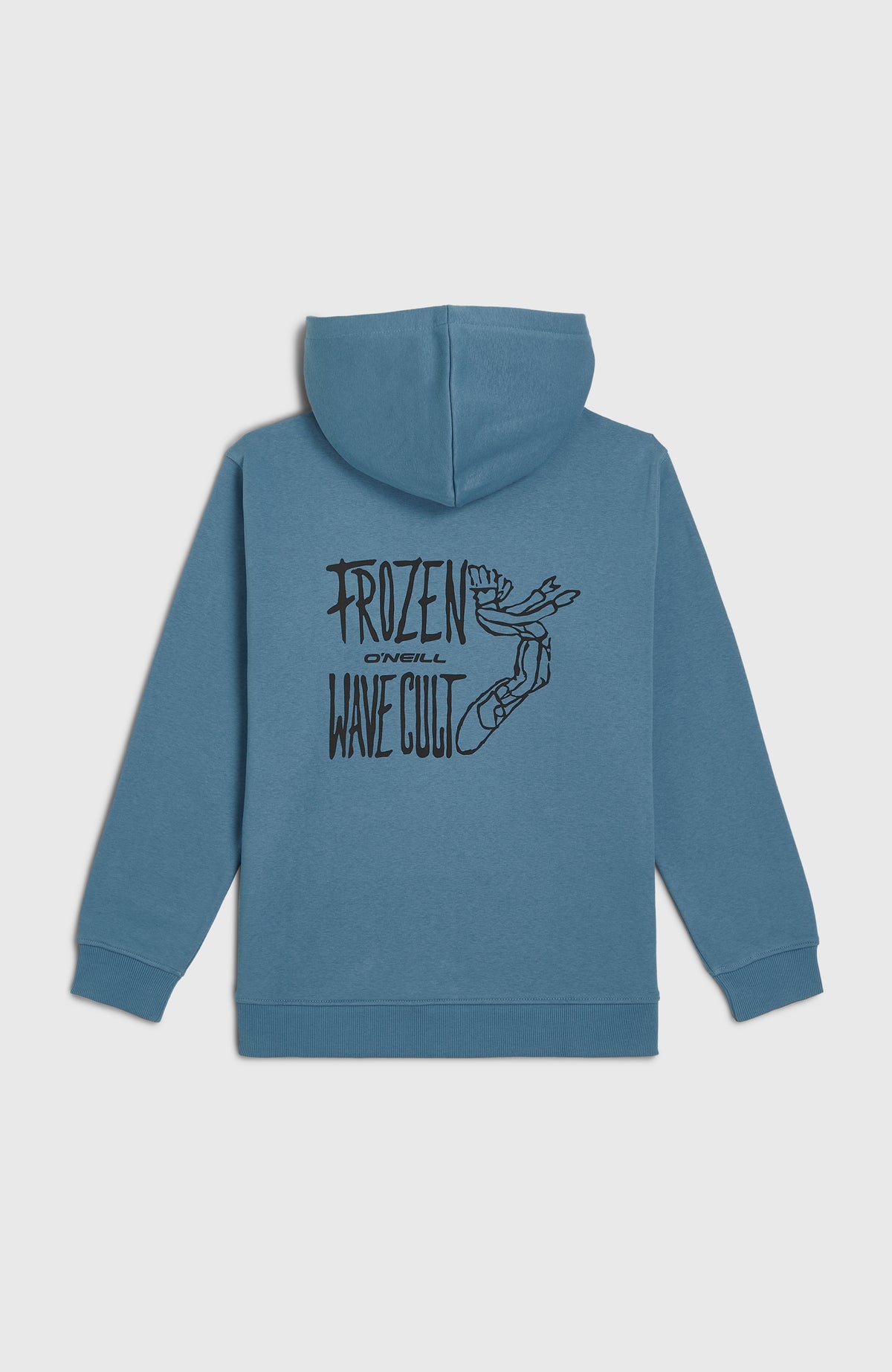 FWC'Play Hoodie für Jungen, blau mit Logo-Print in Schwarz, flach liegend von hinten mit großem Rückenprint