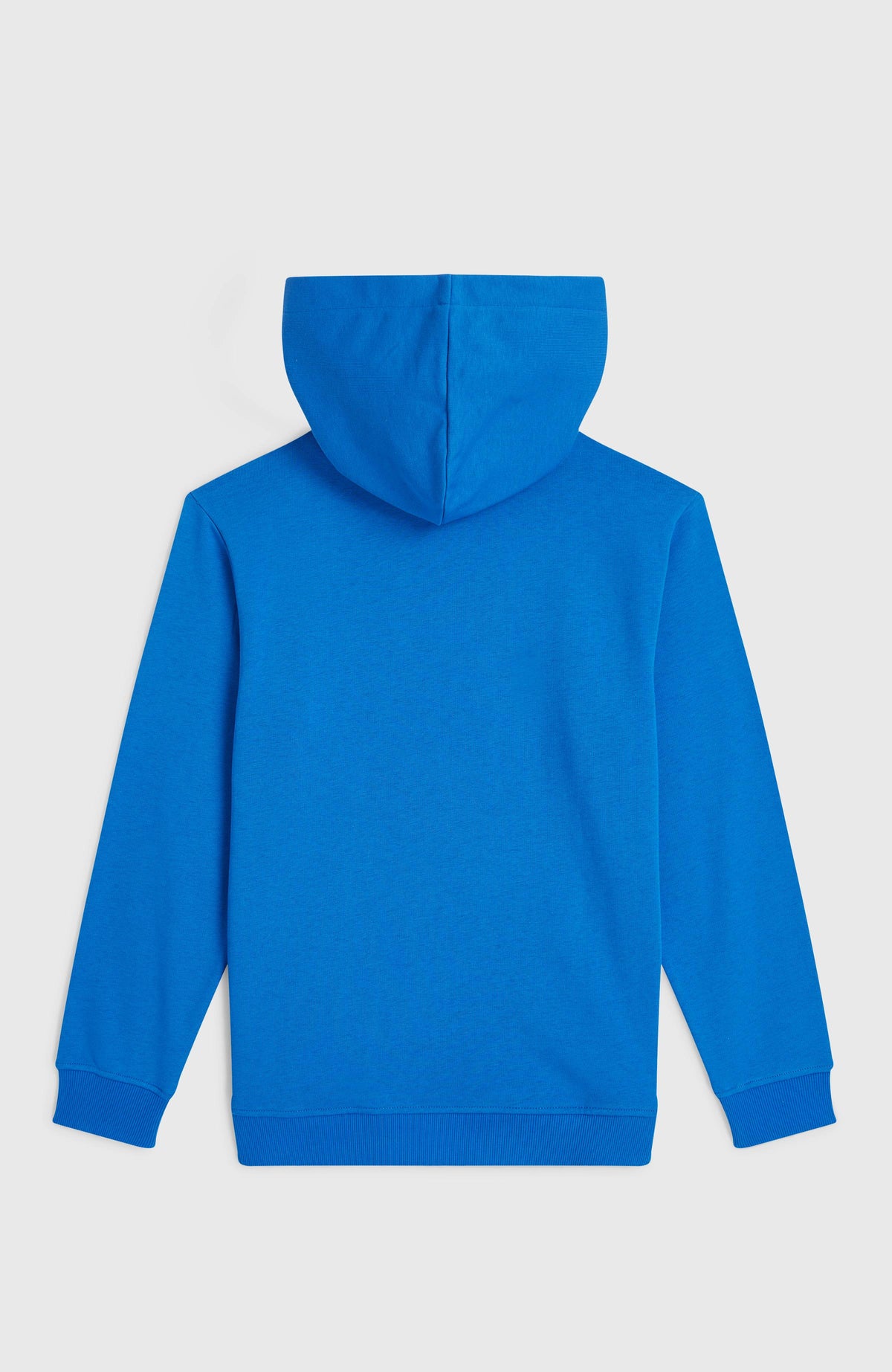 Cali Hoodie für Jungen, blau mit Logo-Print in Weiß, flach liegend von hinten mit Kapuzendetail