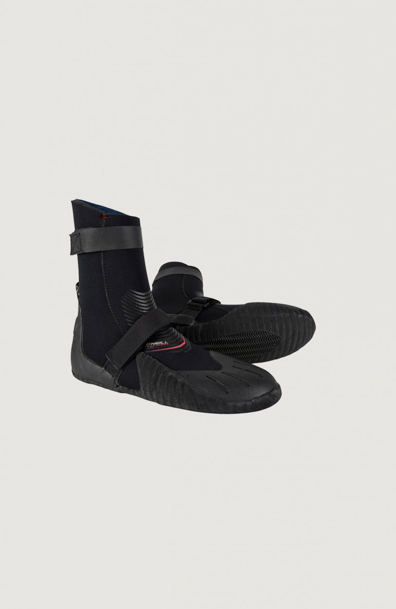 Heat 5mm RT Boot Neoprenschuhe für Herren, schwarz, freigestellt von schräg vorne mit profilierter Sohle
