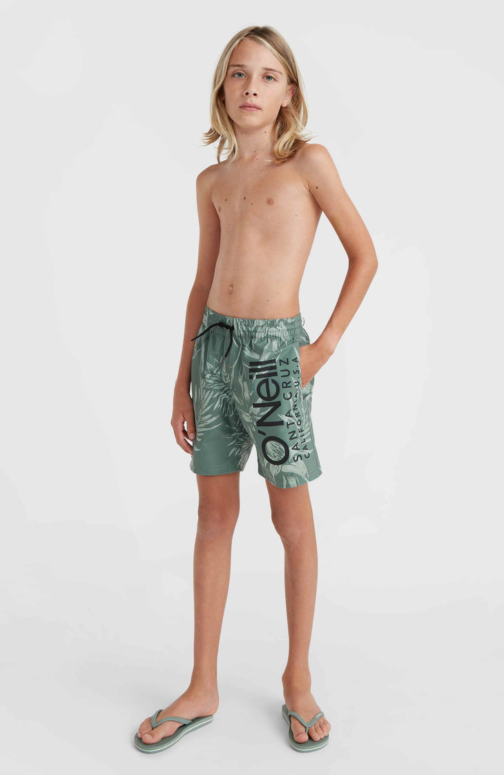 Mix and Match Cali Floral 14'' Badehose | Green Tonal Tropicana