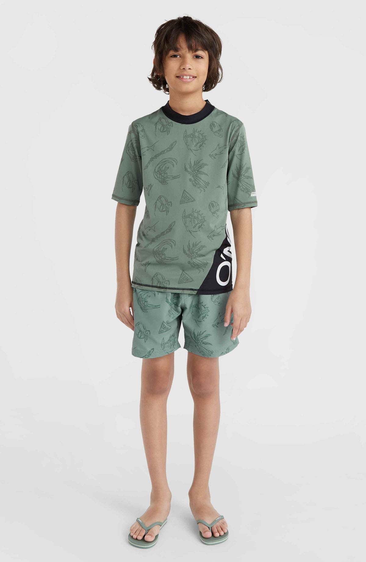 Mix and Match Crazy Shortsleeve-Schwimmshirt | Green Vintage Surfer